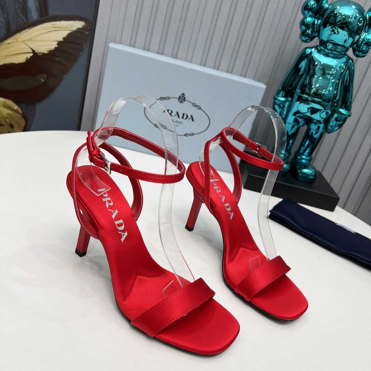 Prada 85mm Geometric-heel Satin Sandals - PerfectKickZ