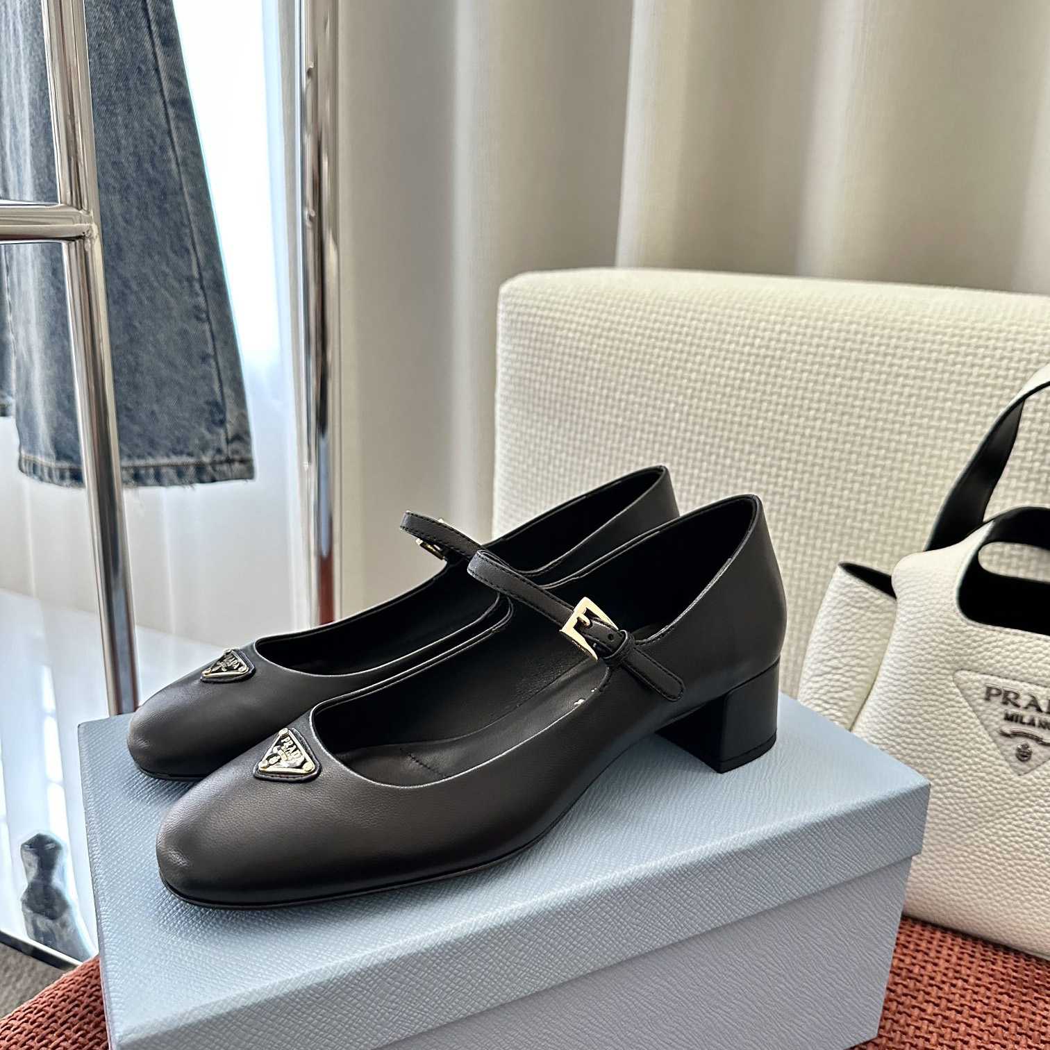 Prada Nappa Leather Mary Jane Pumps - PerfectKickZ