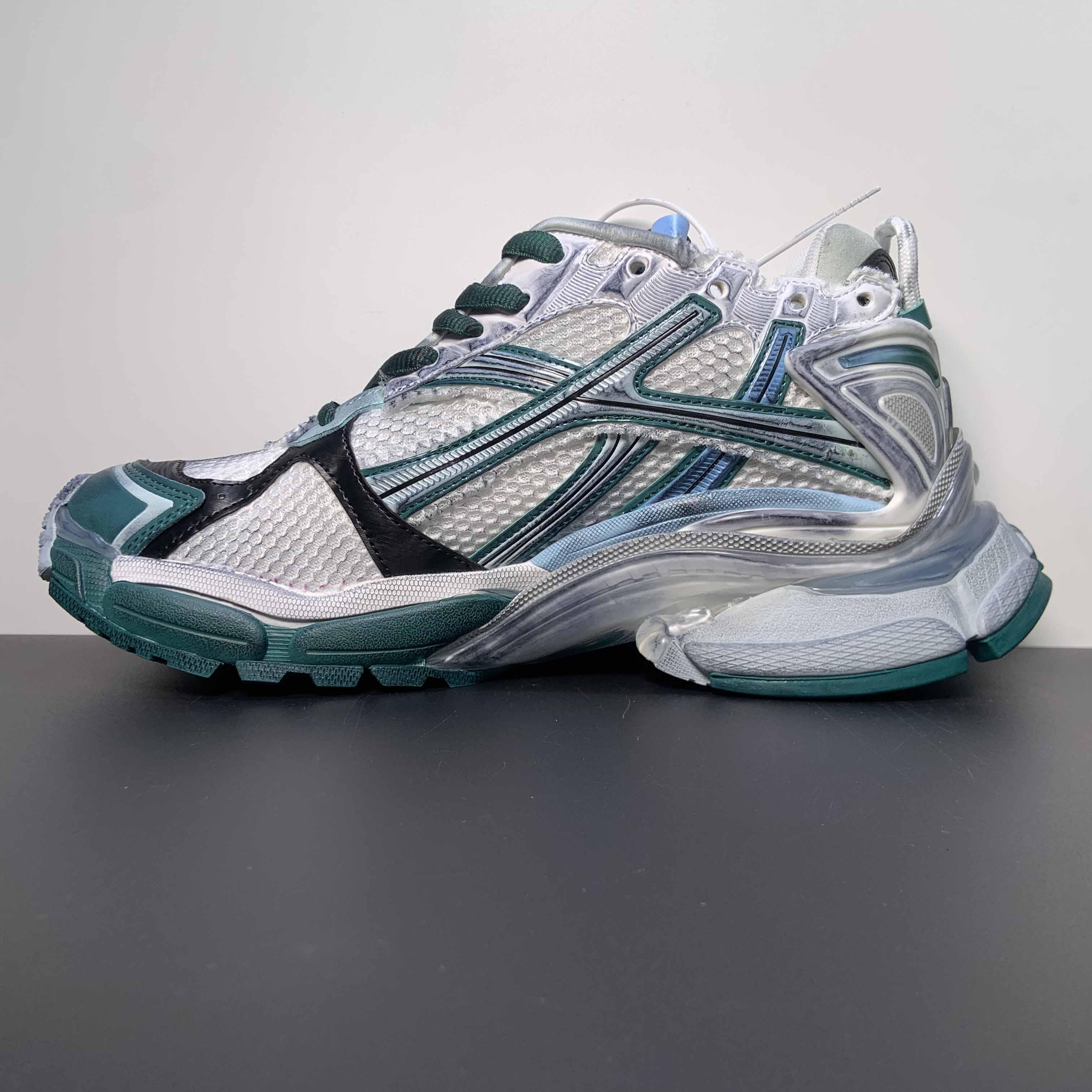 Balenciaga Runner Sneaker In White/Green And Blue - PerfectKickZ
