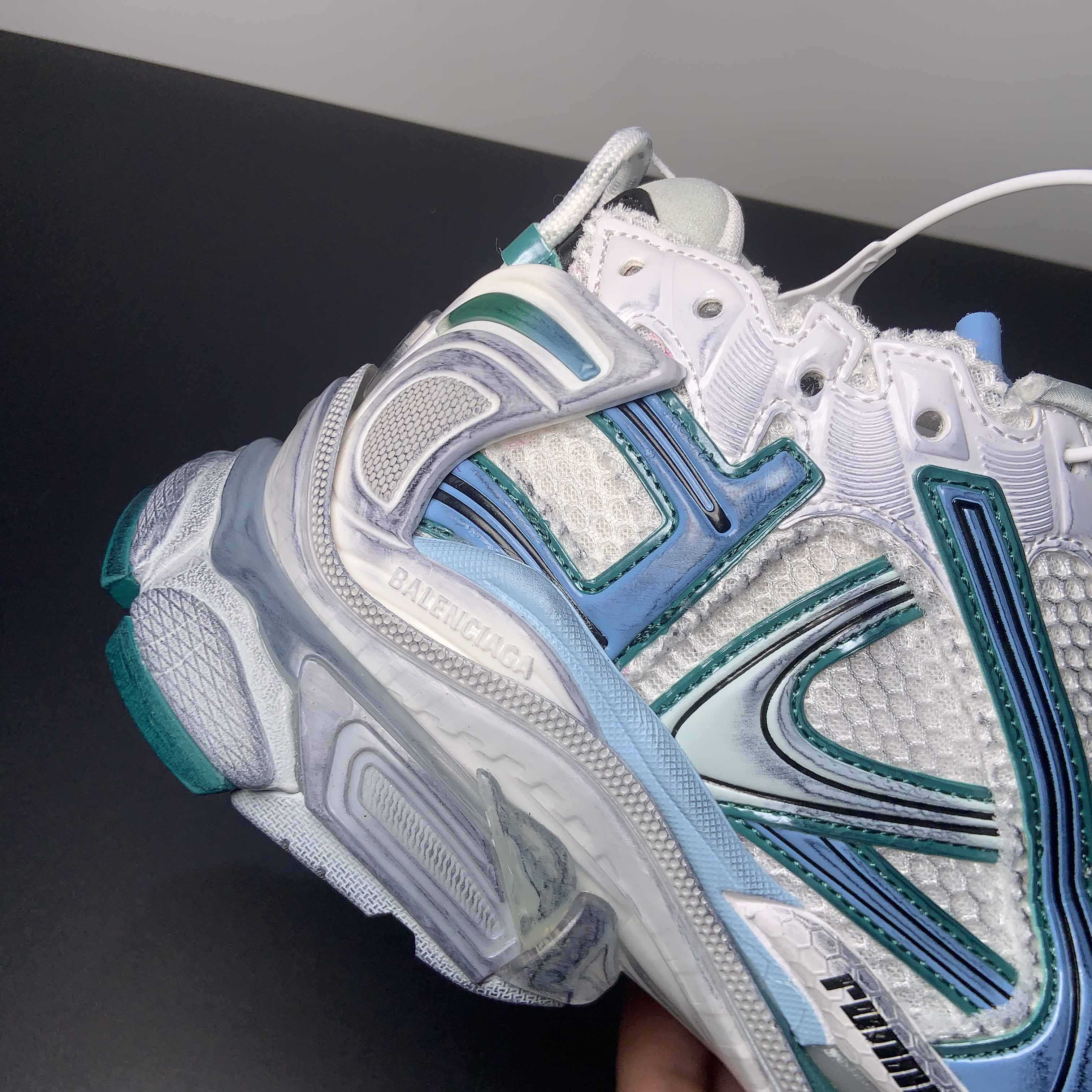 Balenciaga Runner Sneaker In White/Green And Blue - PerfectKickZ