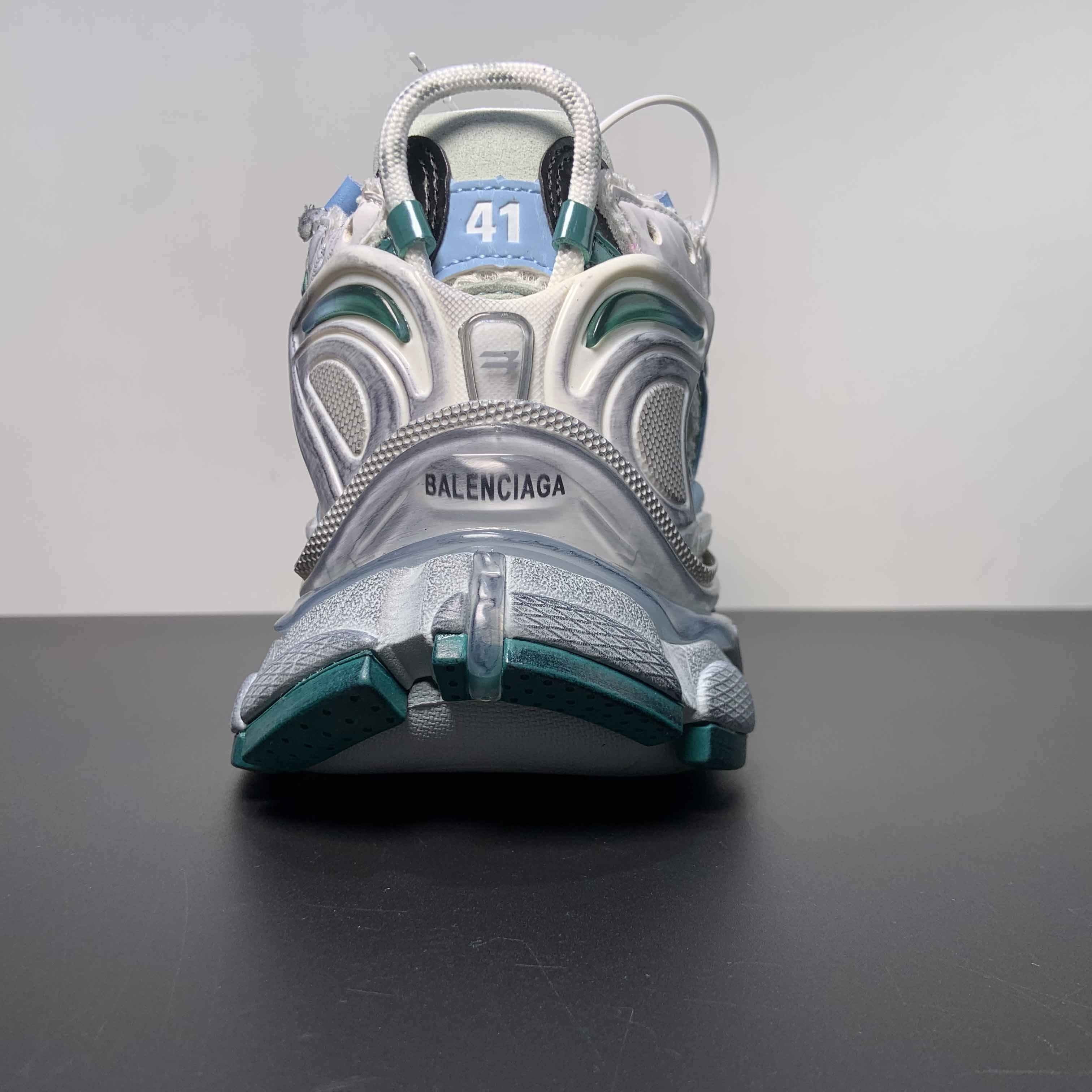 Balenciaga Runner Sneaker In White/Green And Blue - PerfectKickZ