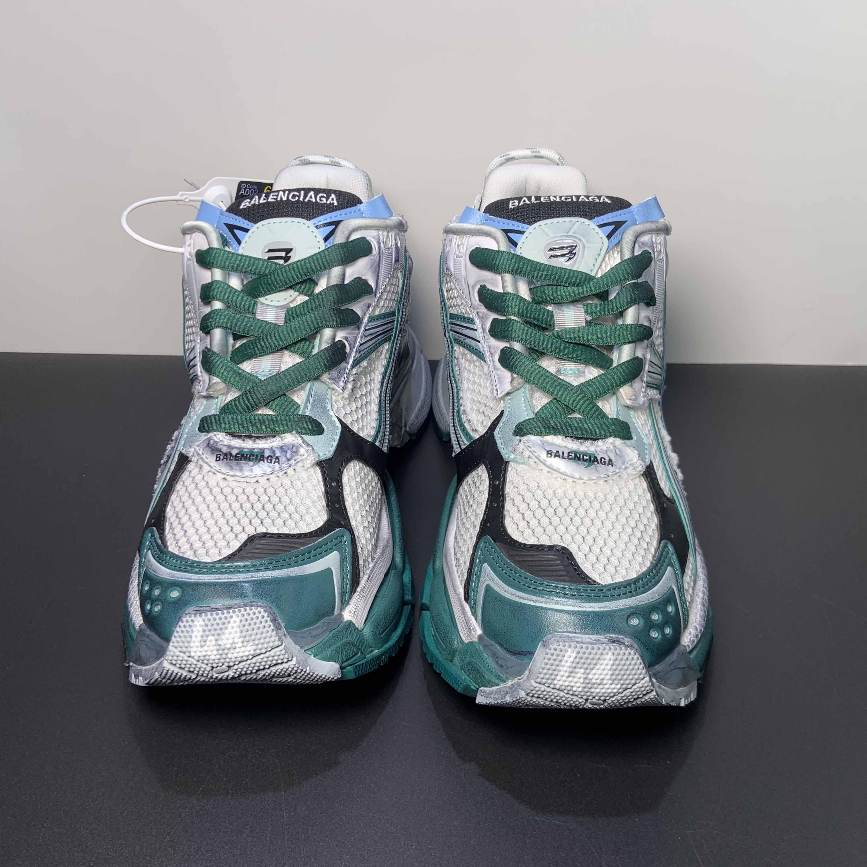 Balenciaga Runner Sneaker In White/Green And Blue - PerfectKickZ