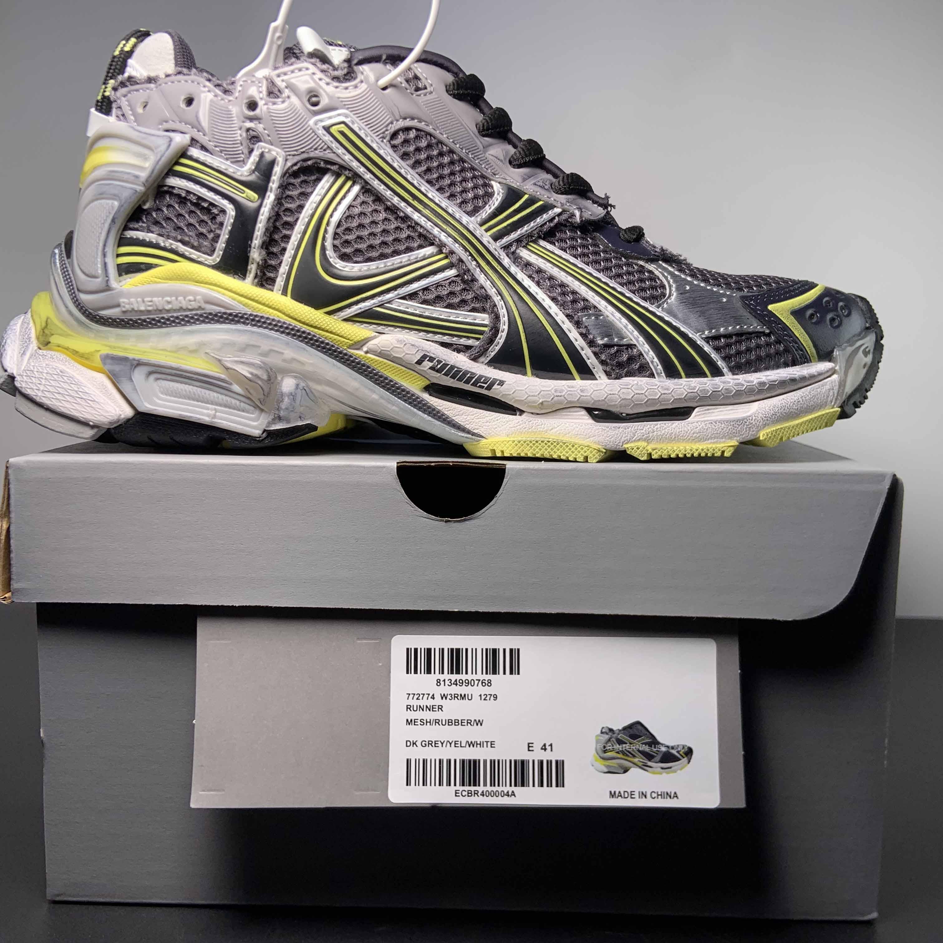 Balenciaga Runner Sneaker In Grey/Yellow And White - PerfectKickZ