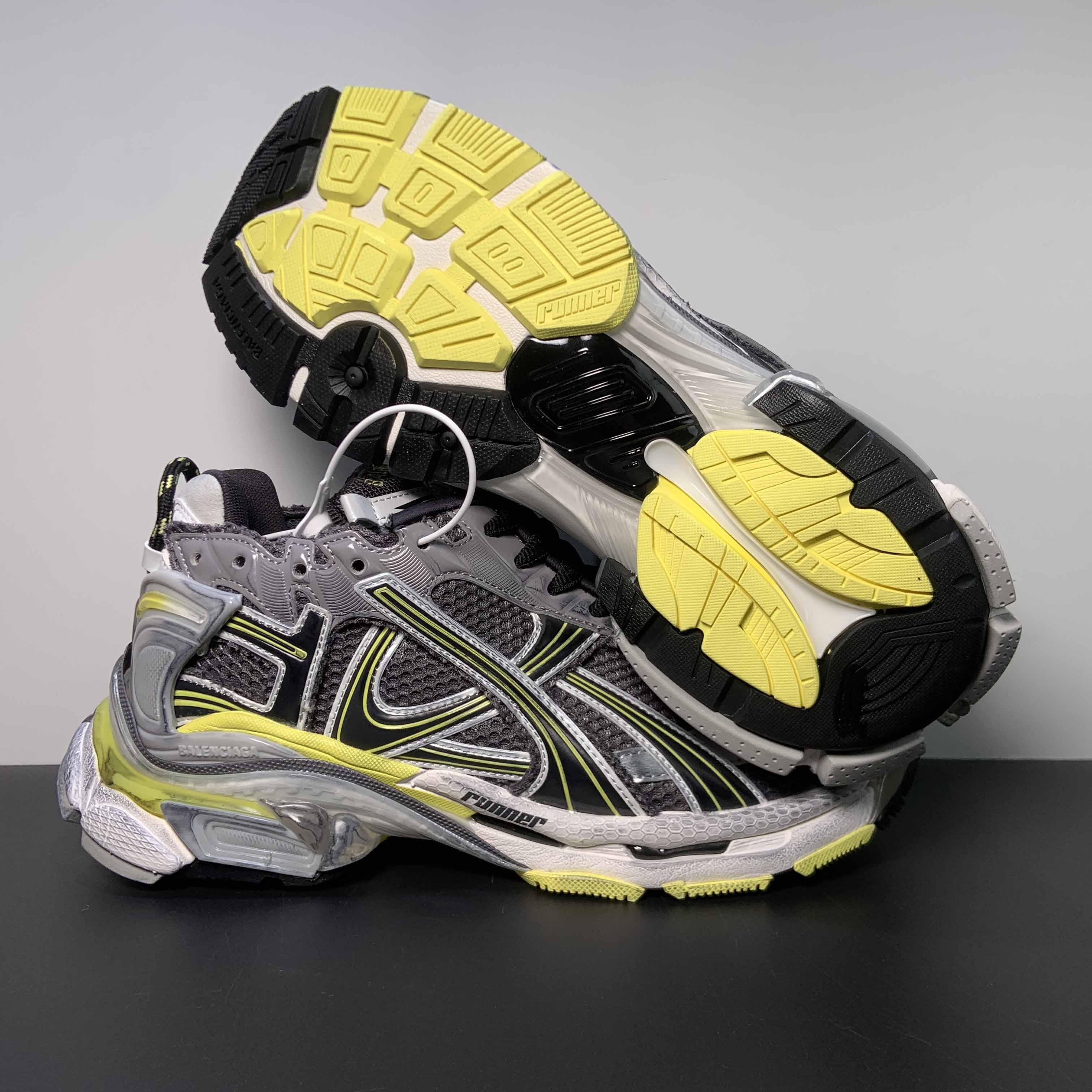 Balenciaga Runner Sneaker In Grey/Yellow And White - PerfectKickZ