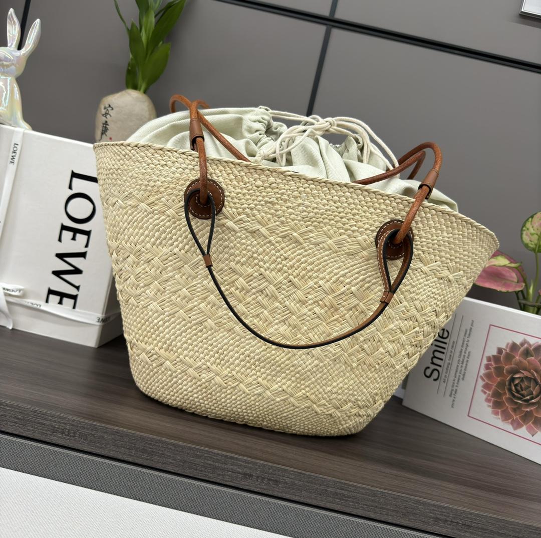Loewe Anagram Basket Bag In Iraca Palm And Calfskin - PerfectKickZ