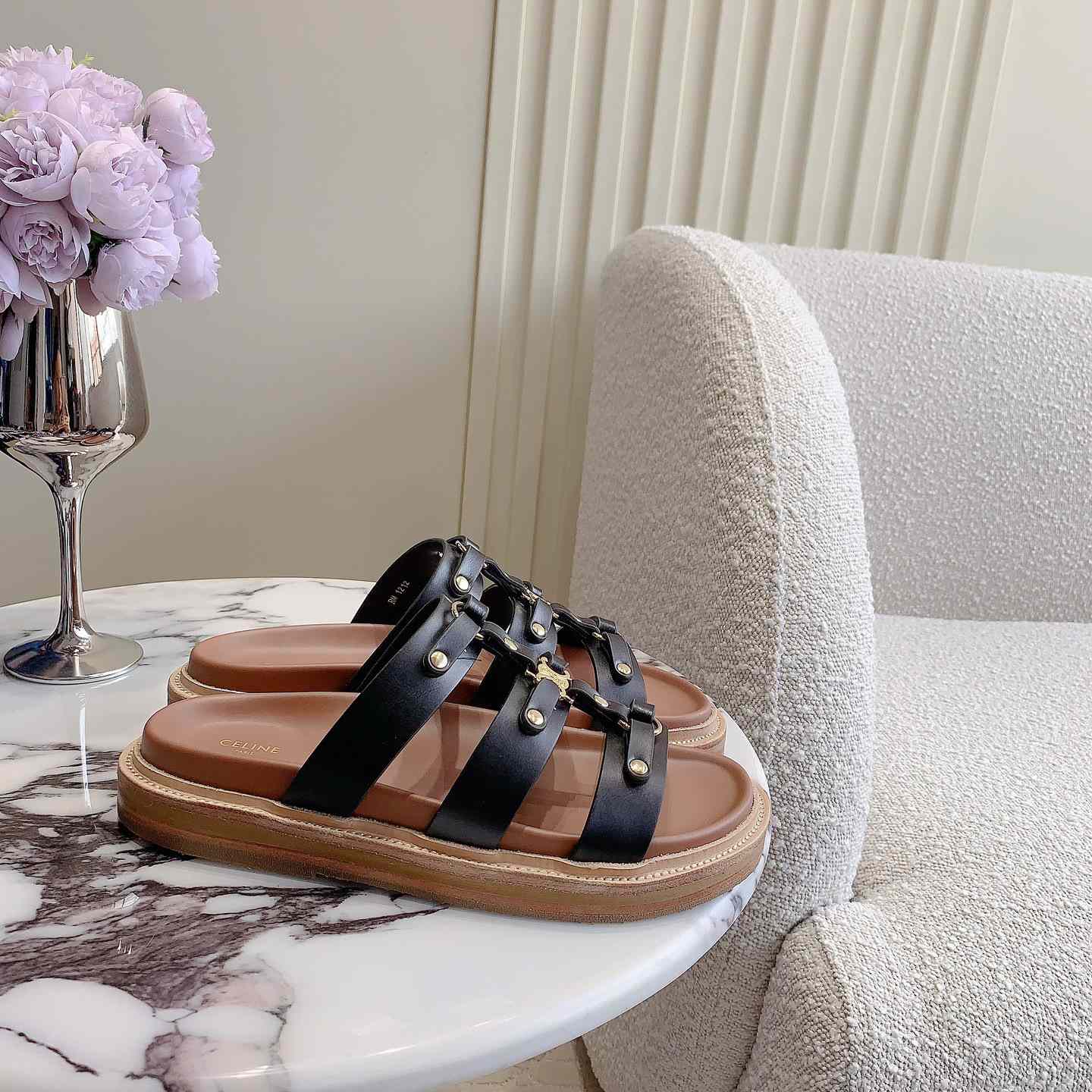 Celine Tippi Slide In Calfskin - 
