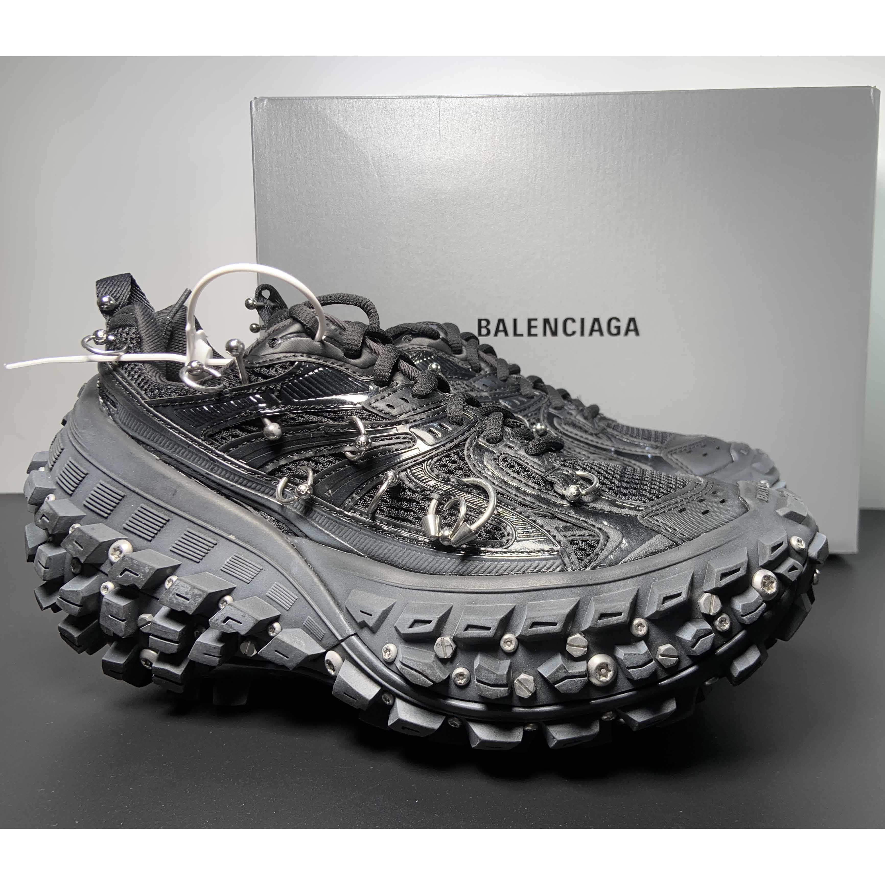 Balenciaga Bouncer Screw Sneaker With Piercings In Black - PerfectKickZ