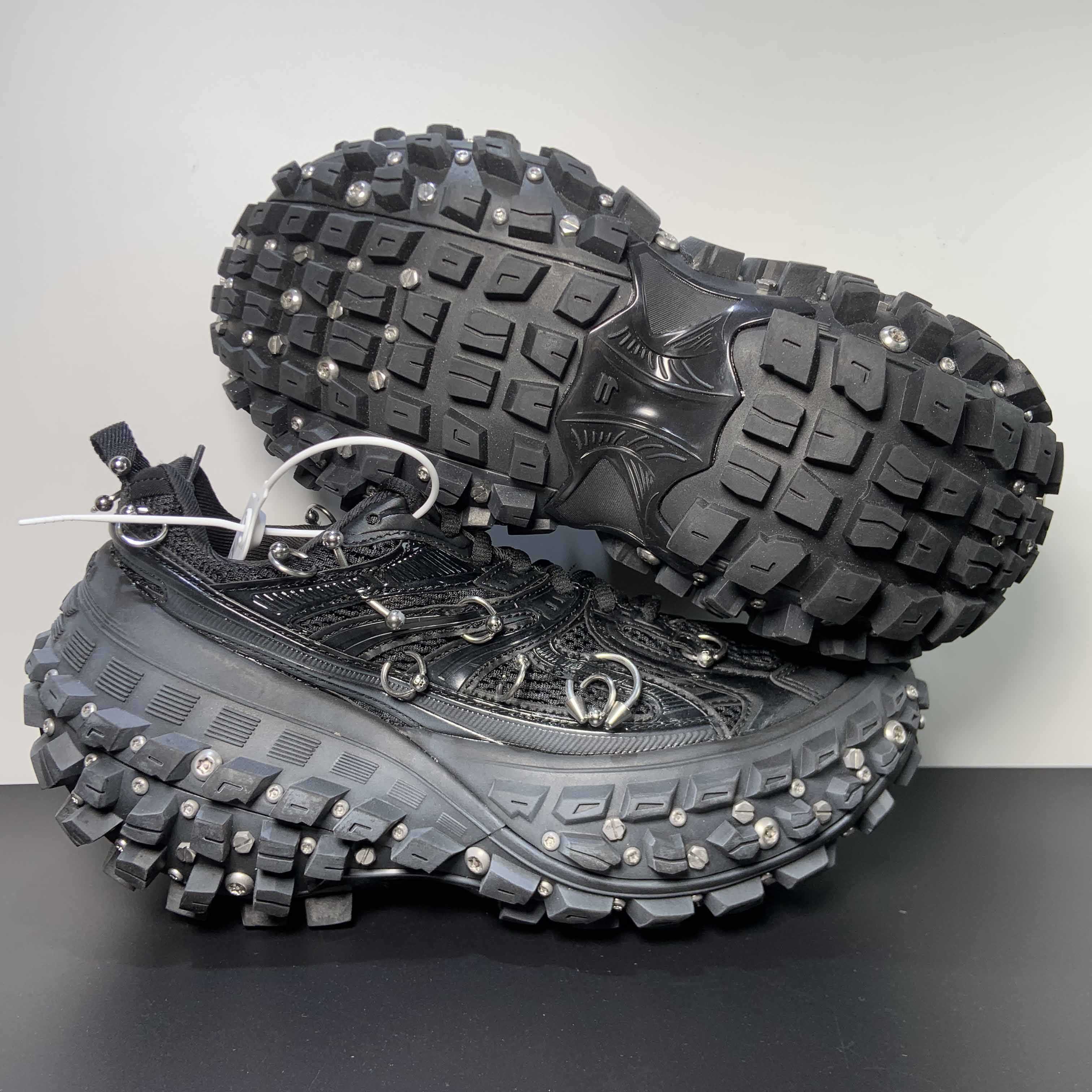 Balenciaga Bouncer Screw Sneaker With Piercings In Black - PerfectKickZ