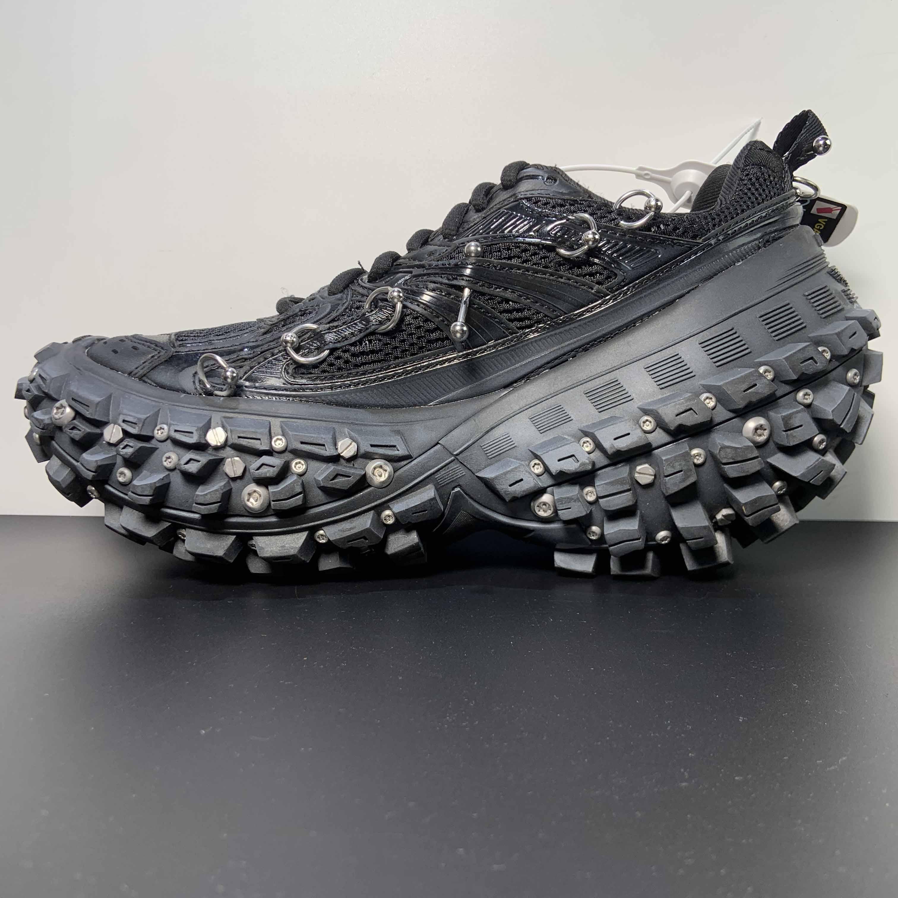 Balenciaga Bouncer Screw Sneaker With Piercings In Black - PerfectKickZ
