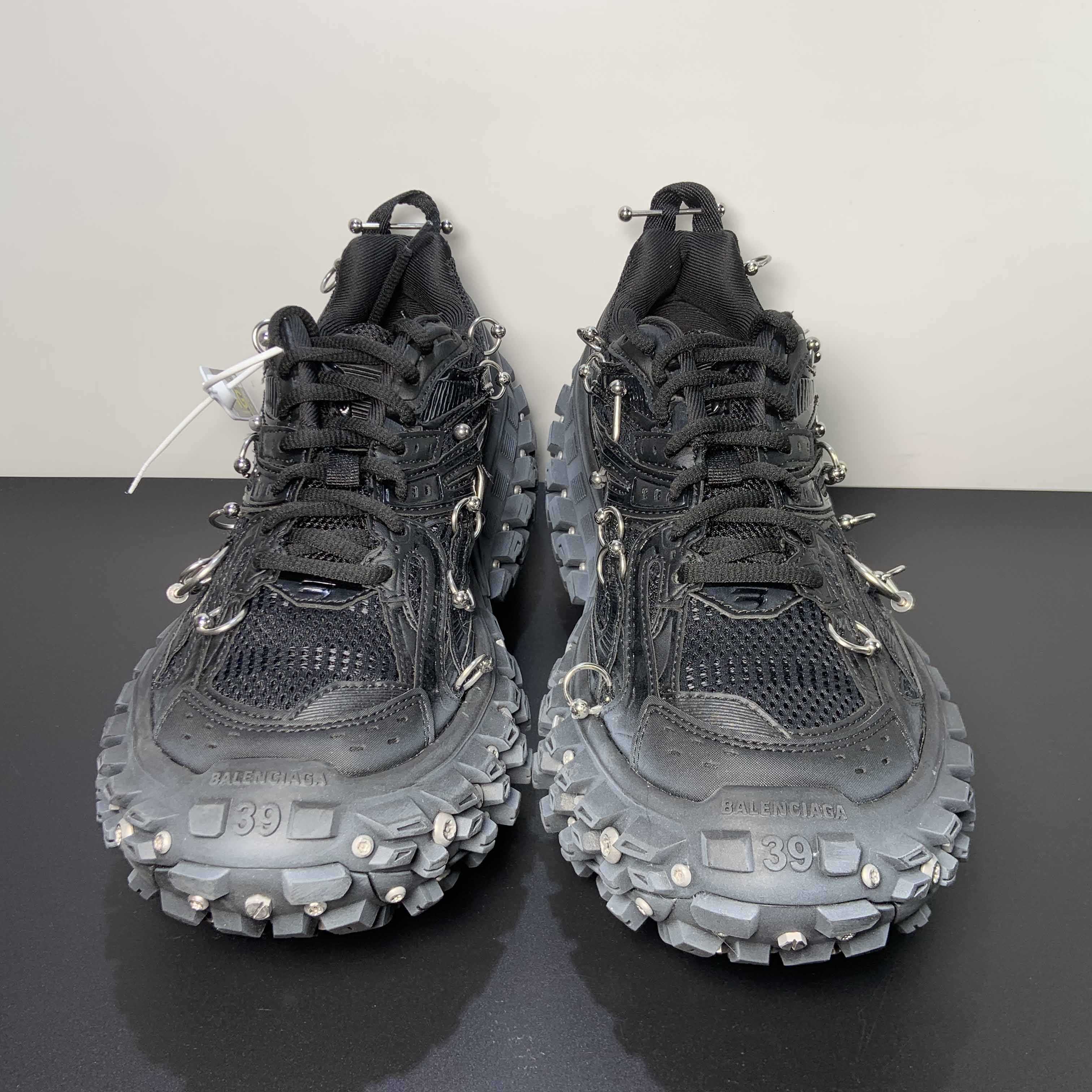 Balenciaga Bouncer Screw Sneaker With Piercings In Black - PerfectKickZ