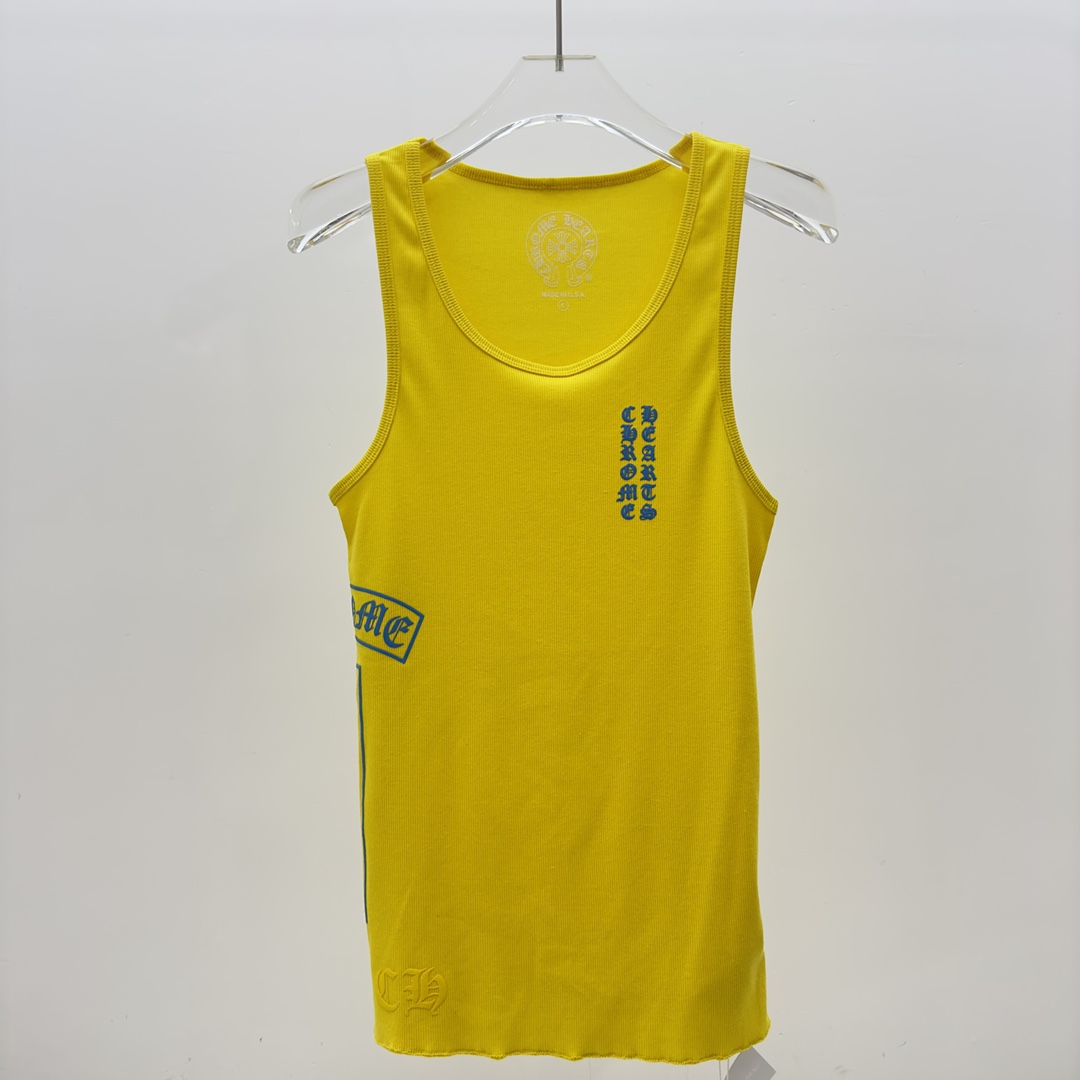 Chrome Hearts Yellow Vertical Logo Tank Top - PerfectKickZ