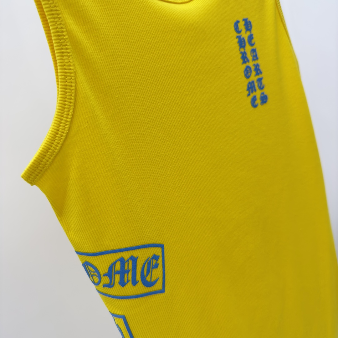 Chrome Hearts Yellow Vertical Logo Tank Top - PerfectKickZ