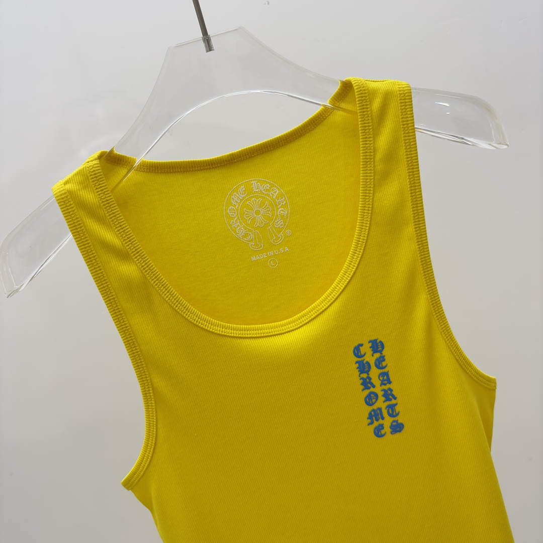 Chrome Hearts Yellow Vertical Logo Tank Top - PerfectKickZ