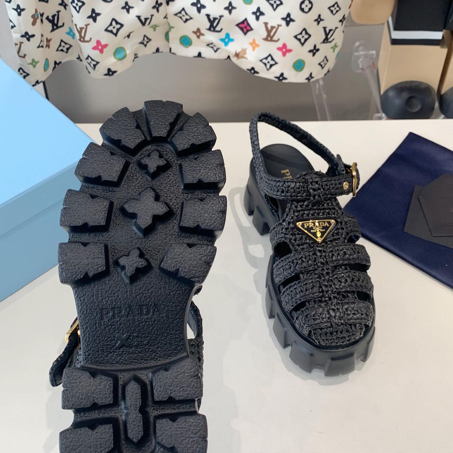 Prada Monolith Crochet Cage Sandals - PerfectKickZ
