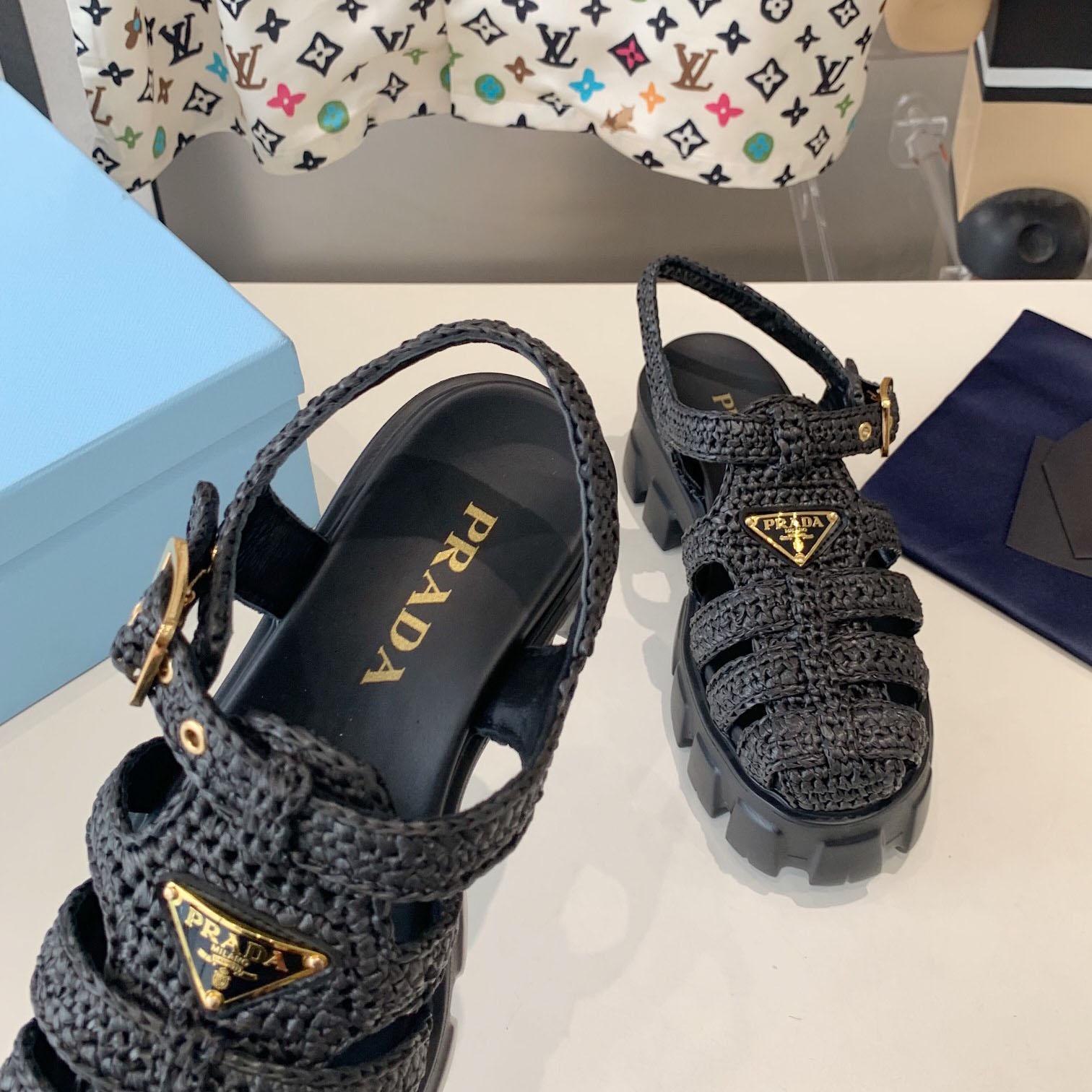 Prada Monolith Crochet Cage Sandals - PerfectKickZ