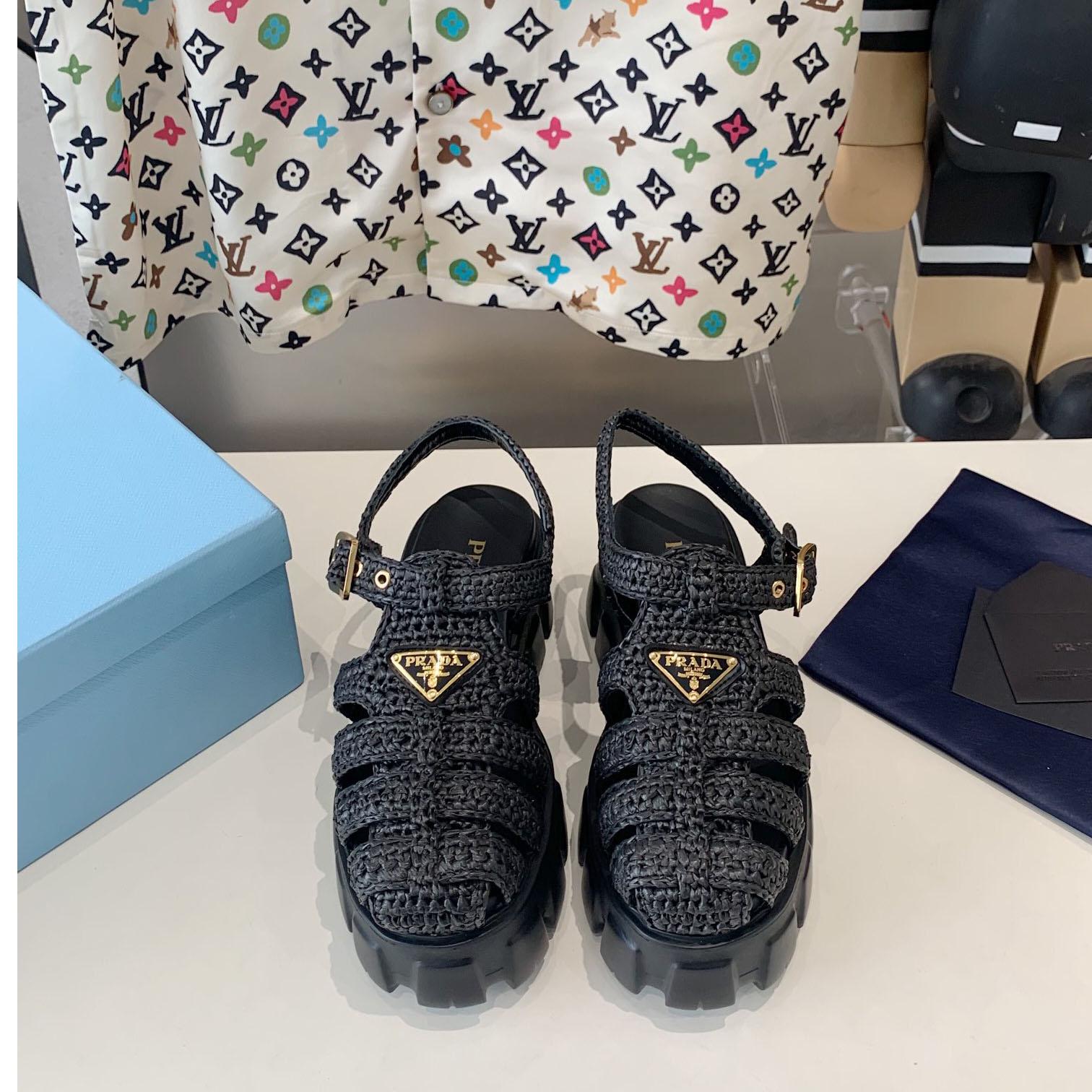 Prada Monolith Crochet Cage Sandals - PerfectKickZ