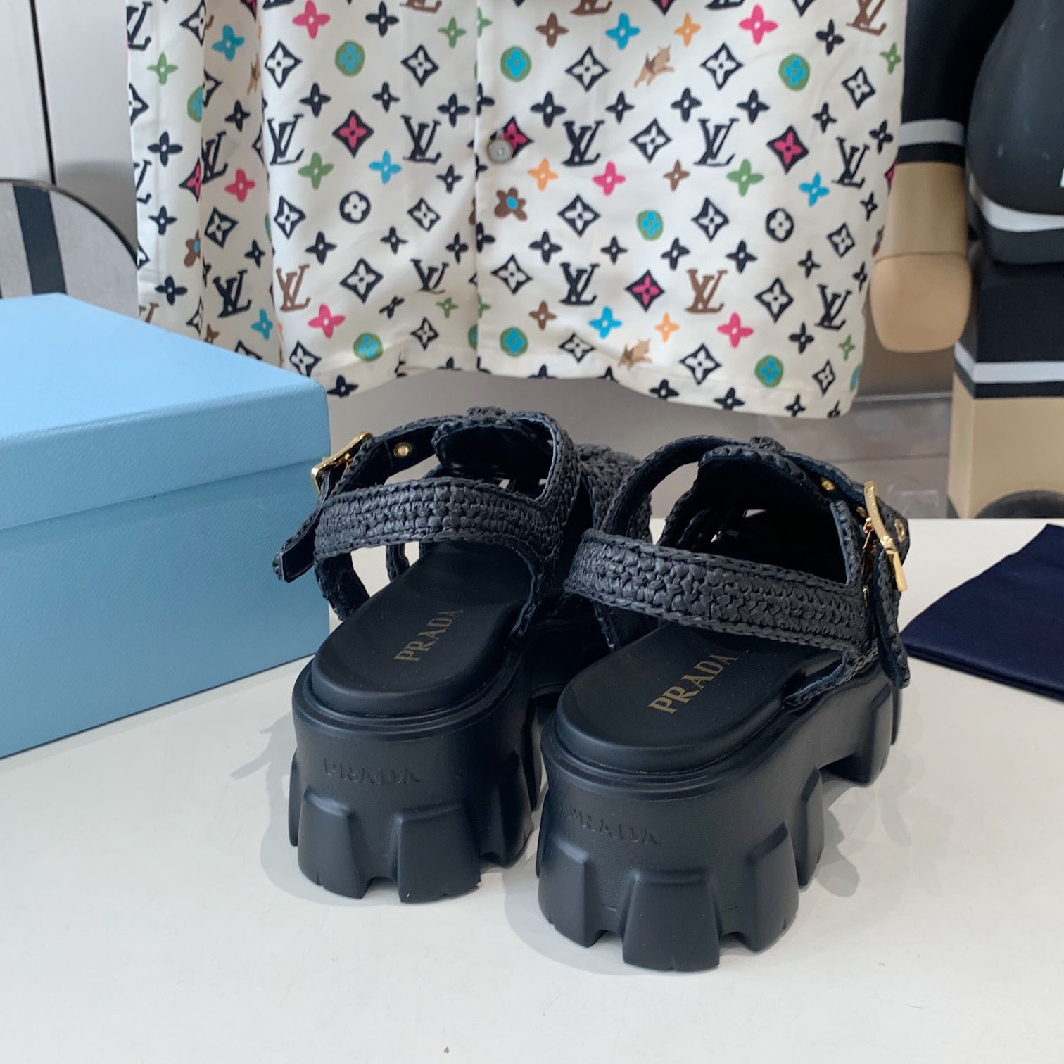Prada Monolith Crochet Cage Sandals - PerfectKickZ