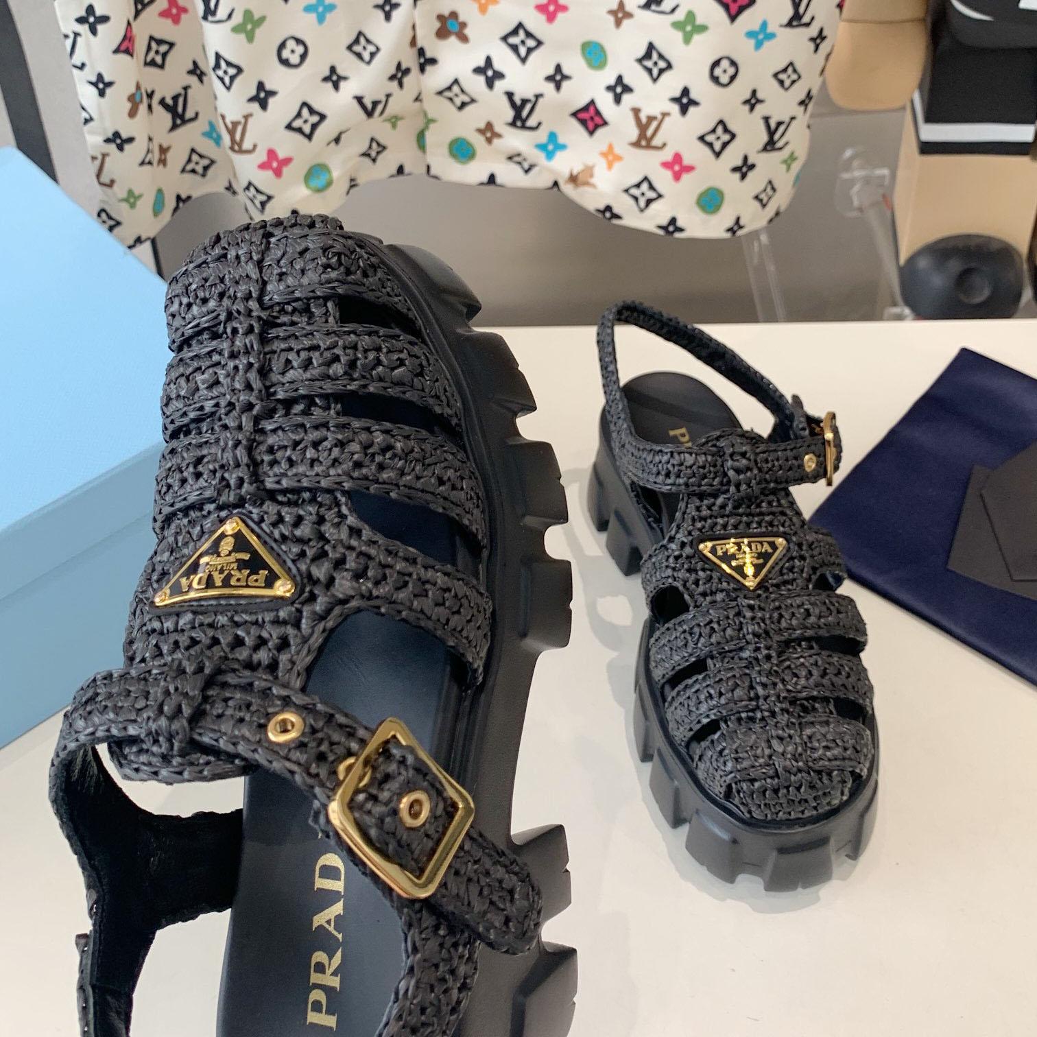 Prada Monolith Crochet Cage Sandals - PerfectKickZ