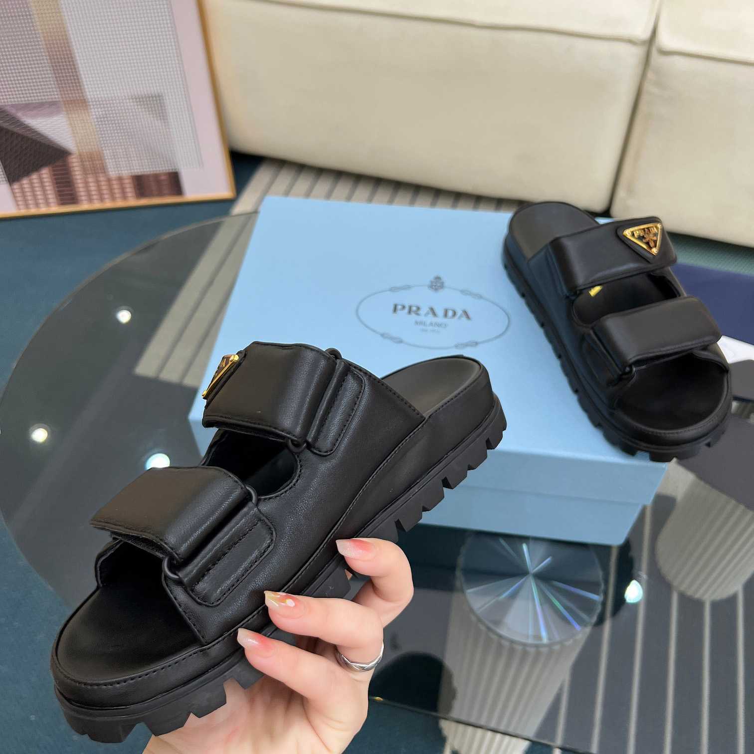 Prada Nappa Leather Slides - PerfectKickZ