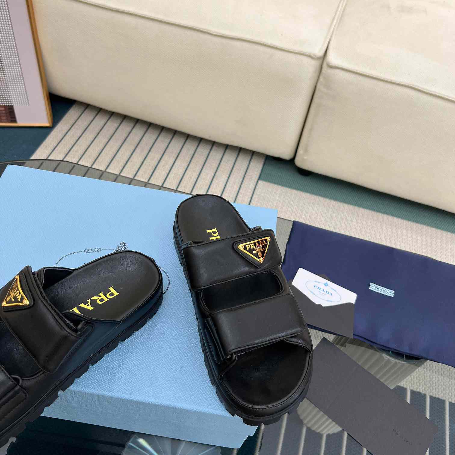 Prada Nappa Leather Slides - PerfectKickZ