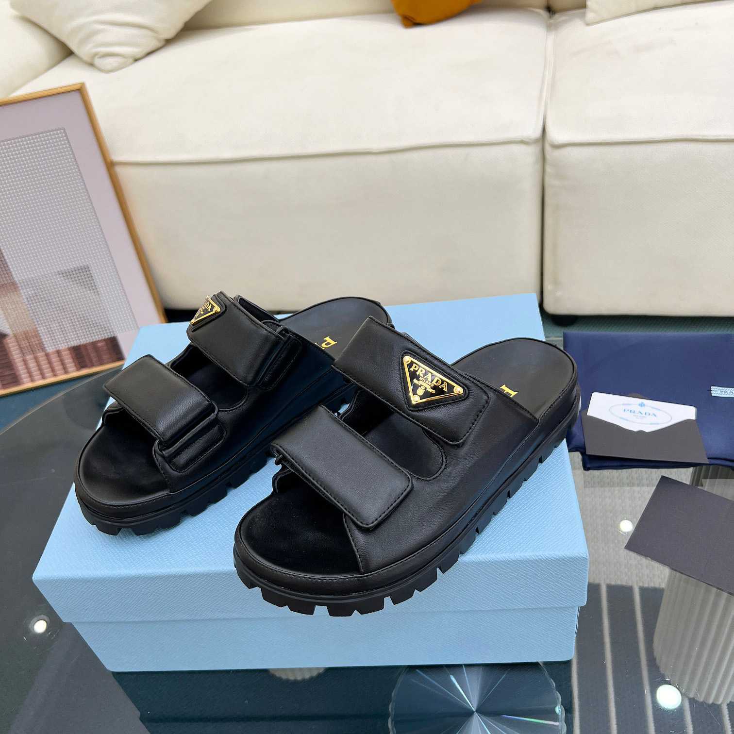 Prada Nappa Leather Slides - PerfectKickZ
