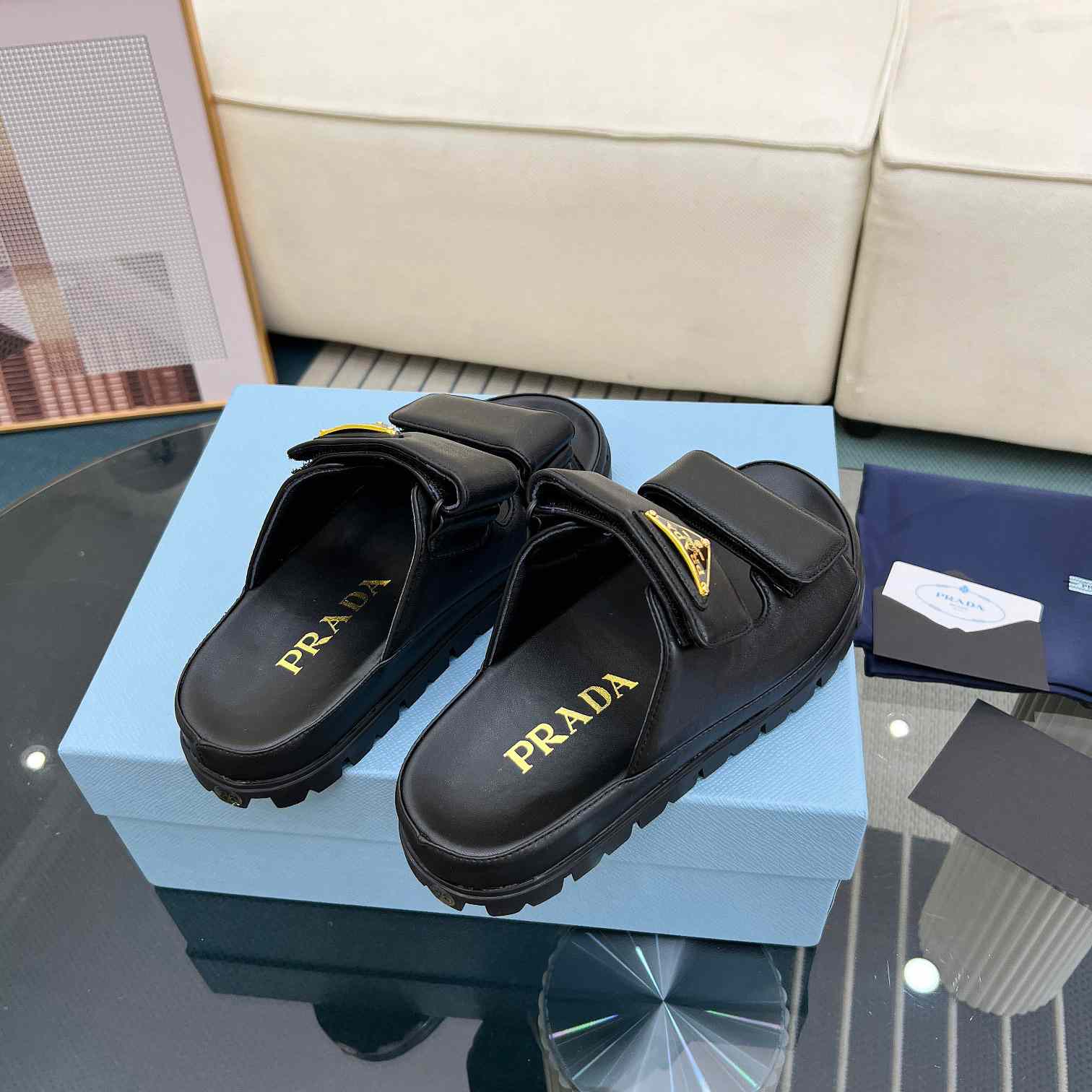 Prada Nappa Leather Slides - PerfectKickZ