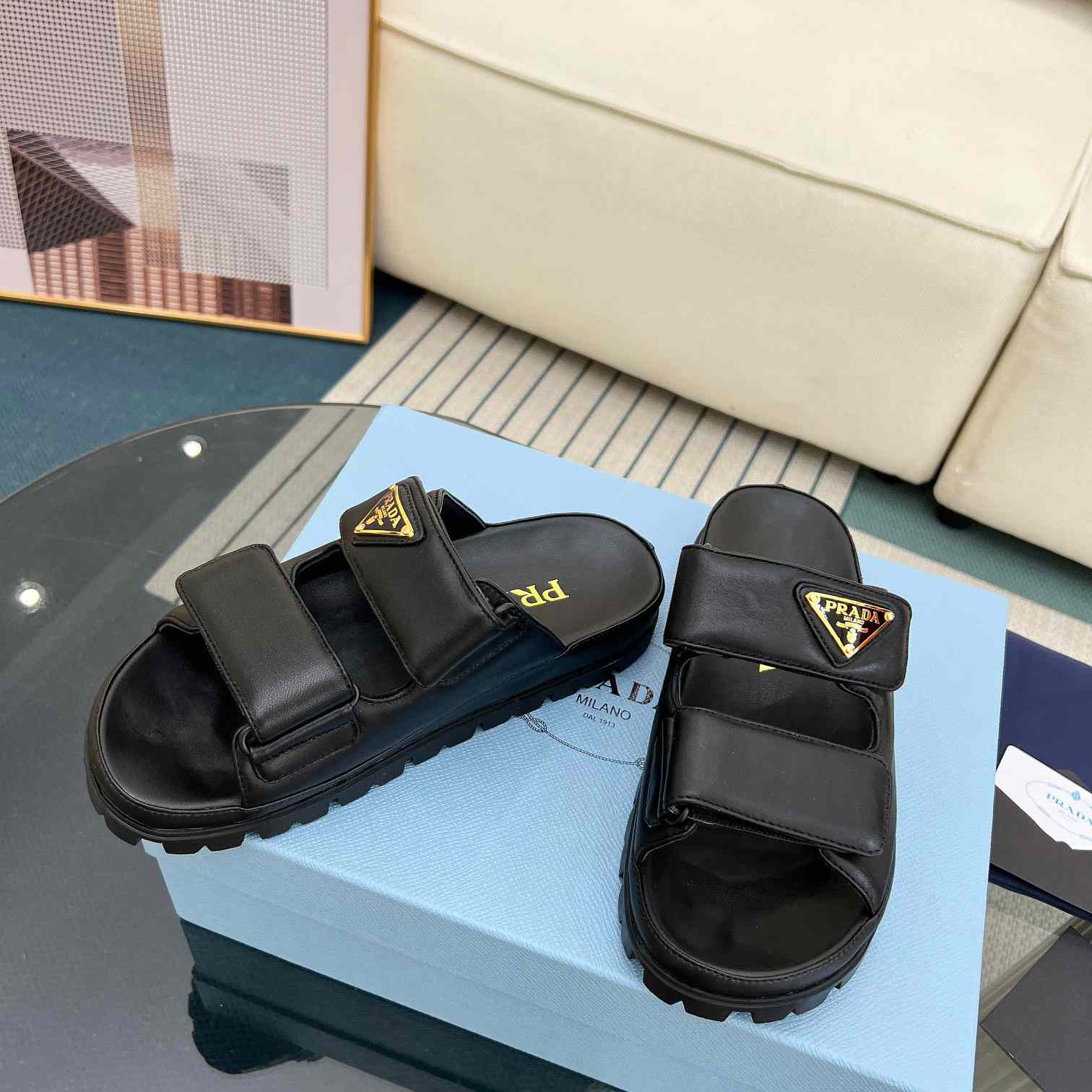 Prada Nappa Leather Slides - PerfectKickZ