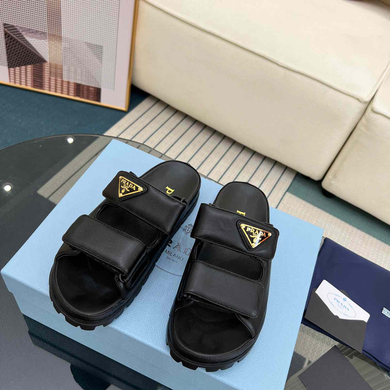 Prada Nappa Leather Slides - PerfectKickZ
