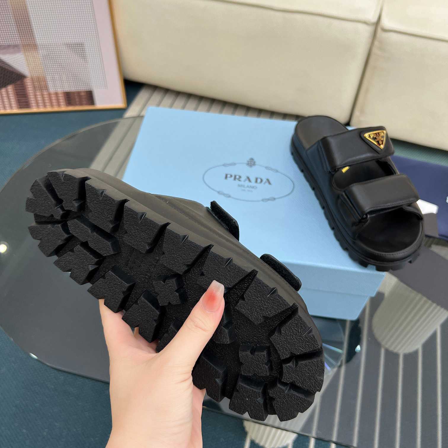 Prada Nappa Leather Slides - PerfectKickZ