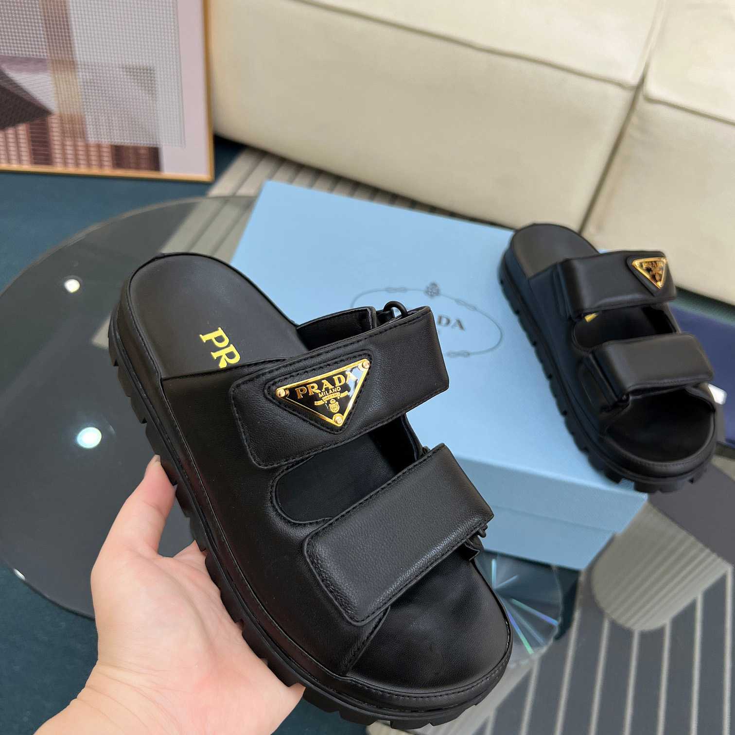 Prada Nappa Leather Slides - PerfectKickZ