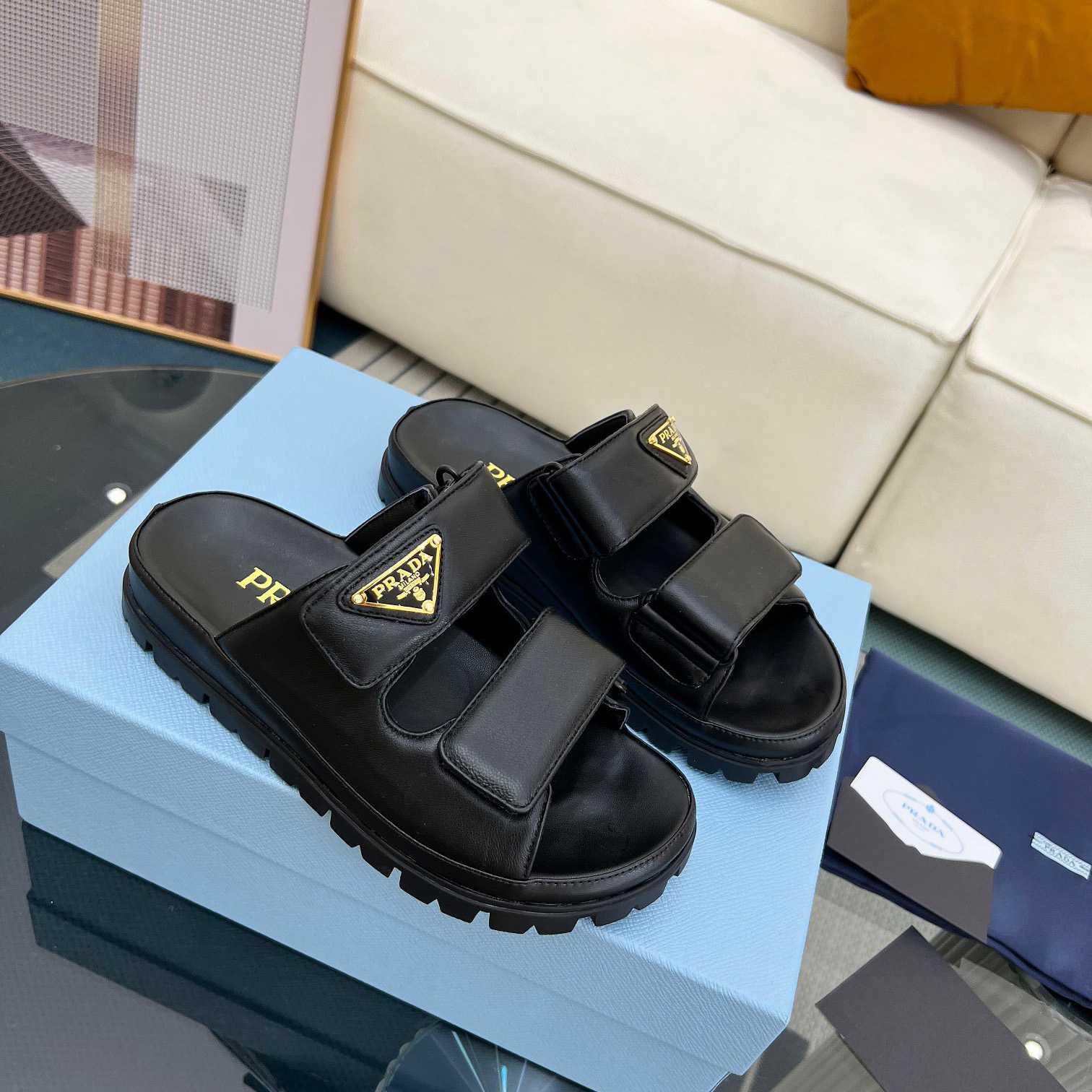 Prada Nappa Leather Slides - PerfectKickZ