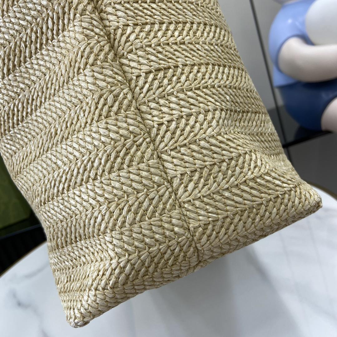 Gucci Medium Straw-effect Tote - PerfectKickZ