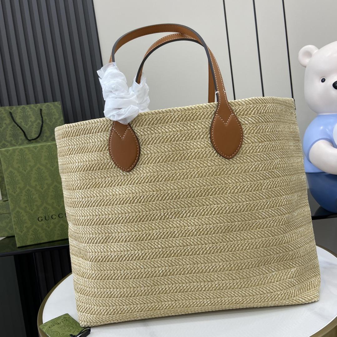 Gucci Medium Straw-effect Tote - 