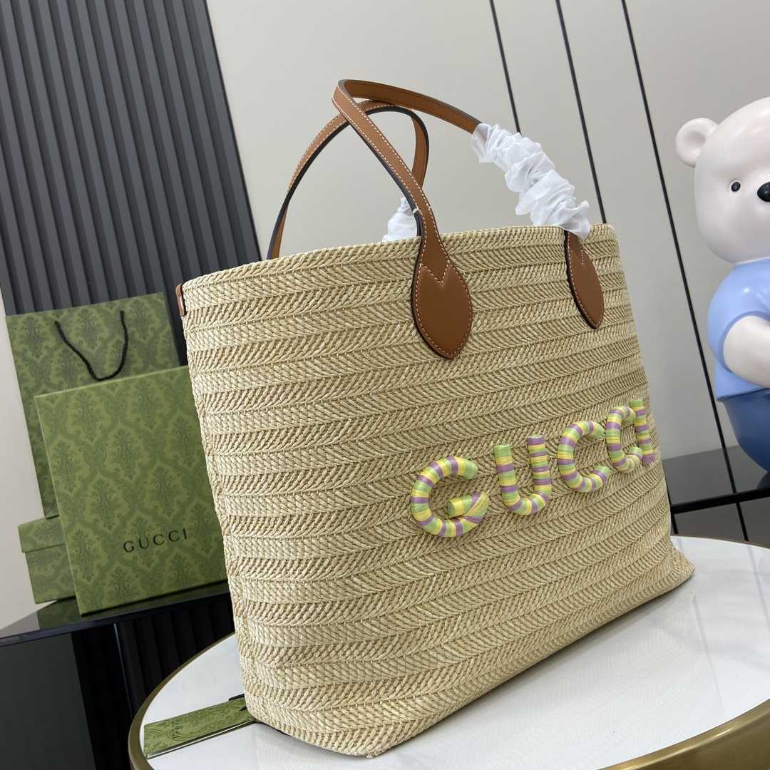Gucci Medium Straw-effect Tote - 