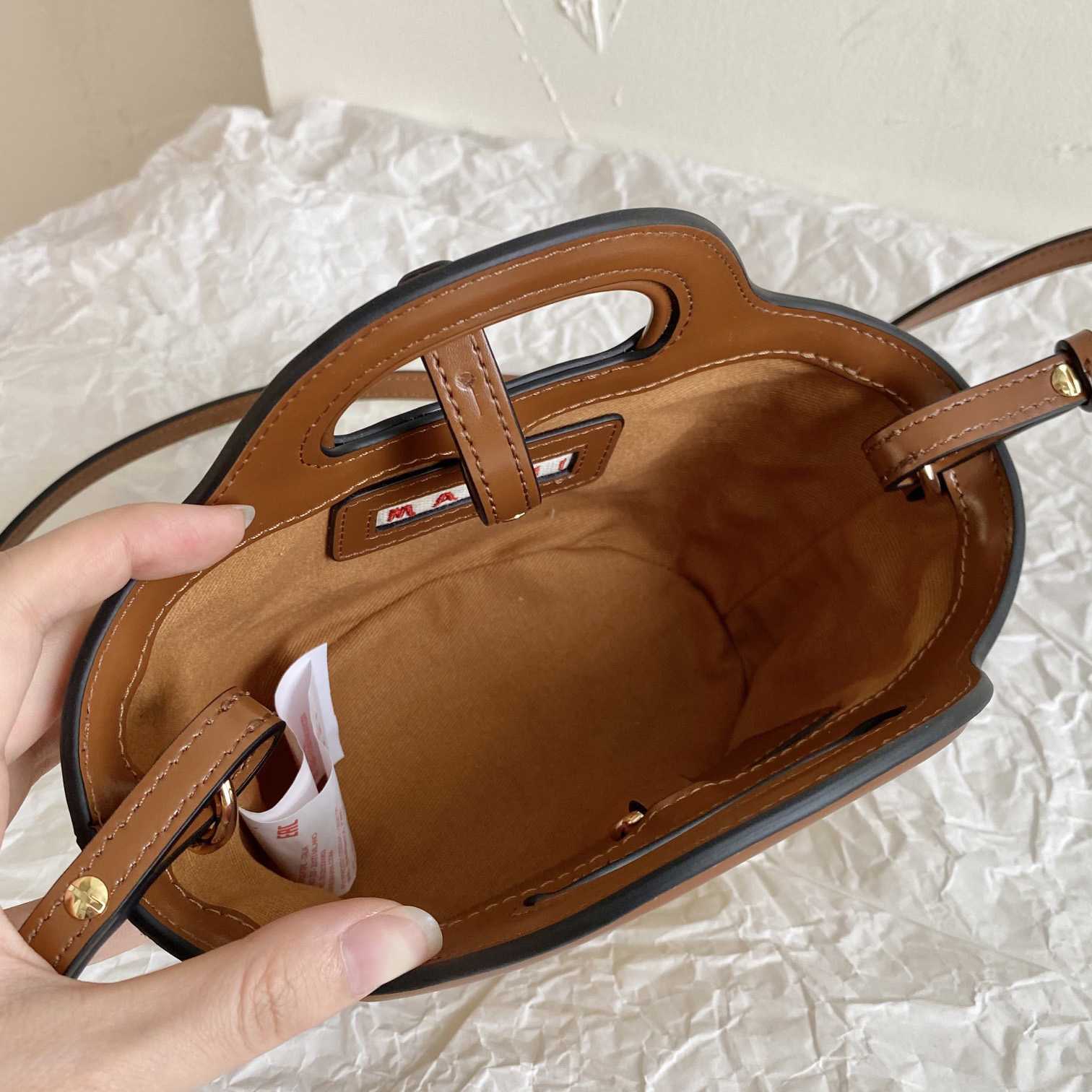 Marni Tropicalia Micro Bag In Brown Leather And Raffia-effect Fabric - PerfectKickZ