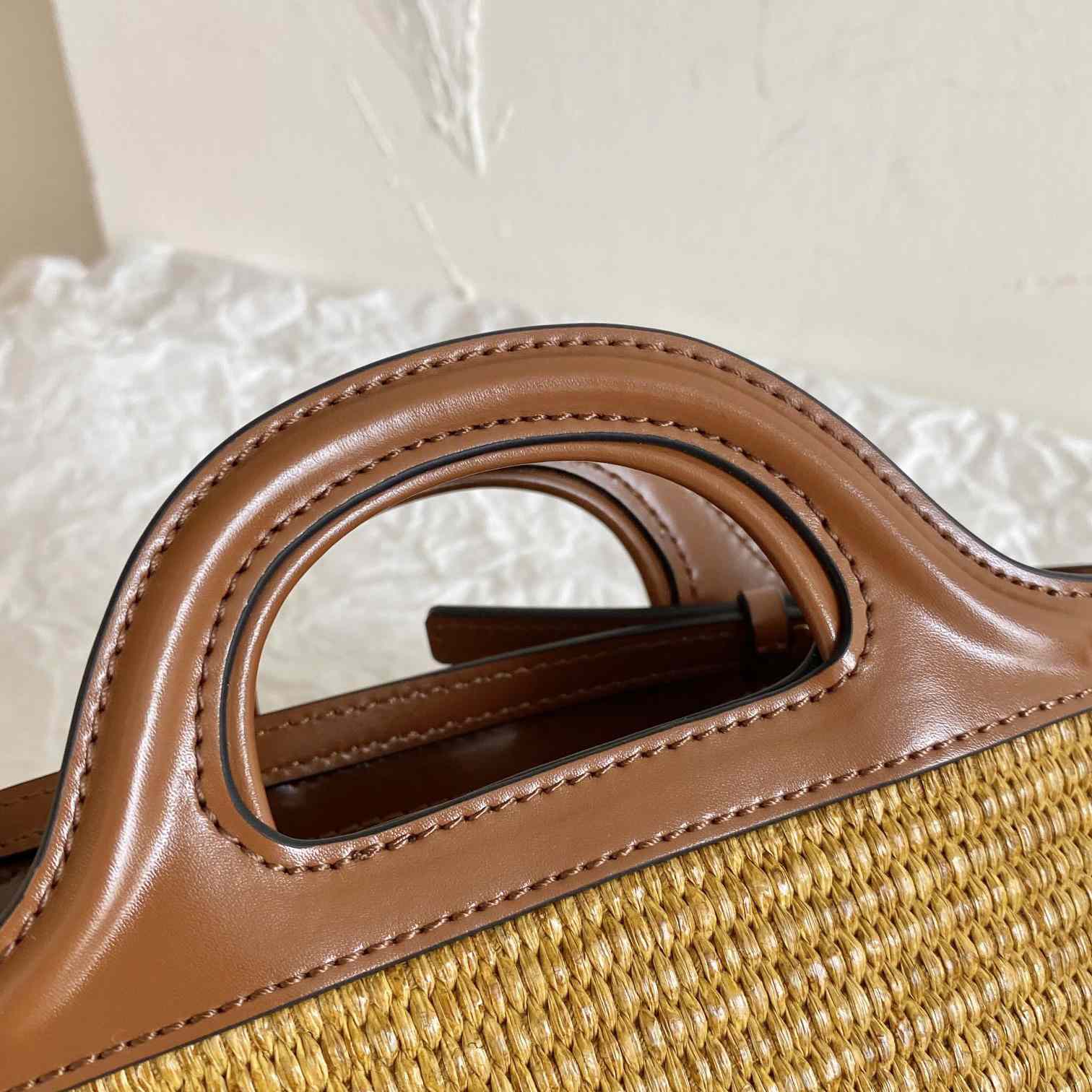 Marni Tropicalia Micro Bag In Brown Leather And Raffia-effect Fabric - PerfectKickZ