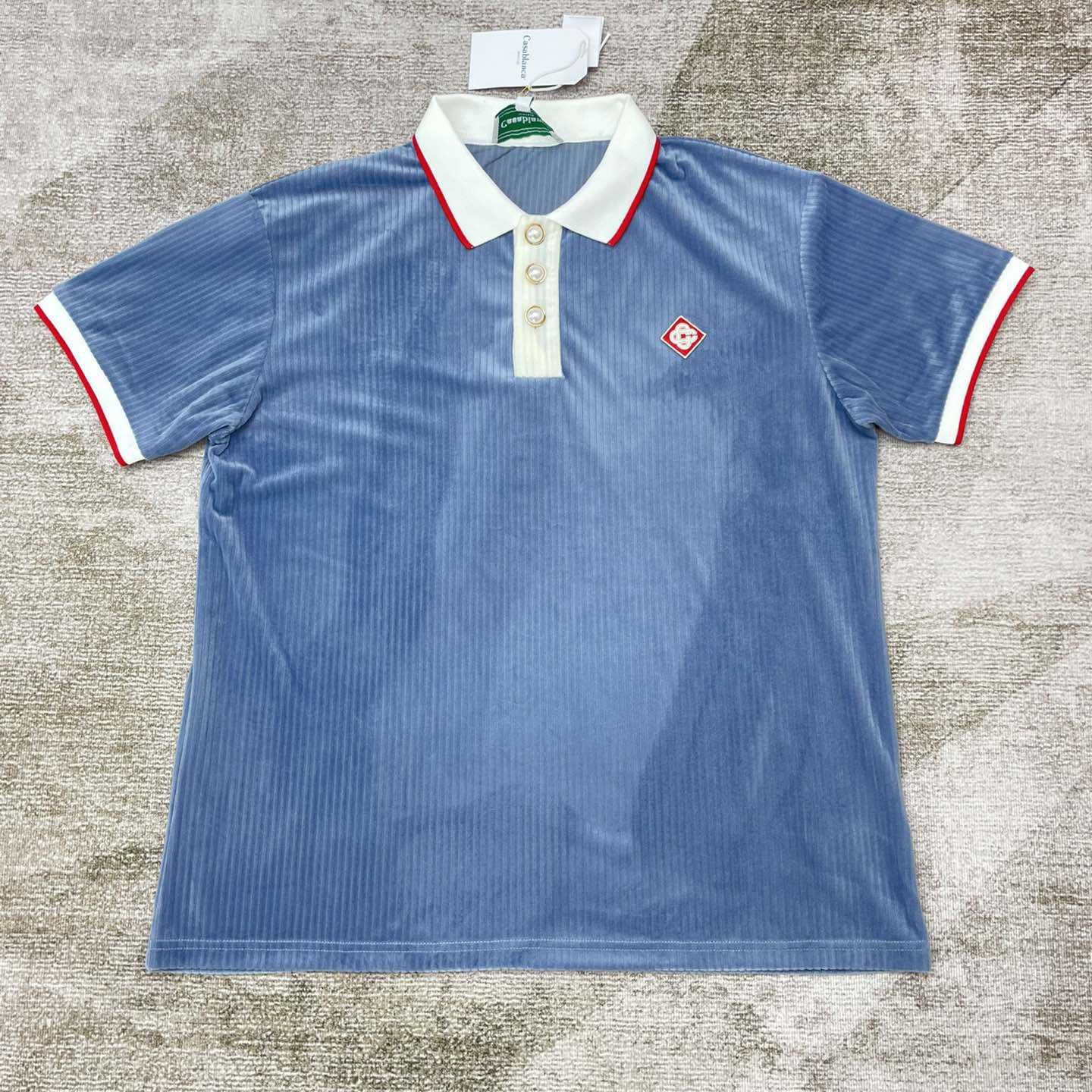 Casablanca Ribbed Velvet Polo Shirt    c877 - PerfectKickZ