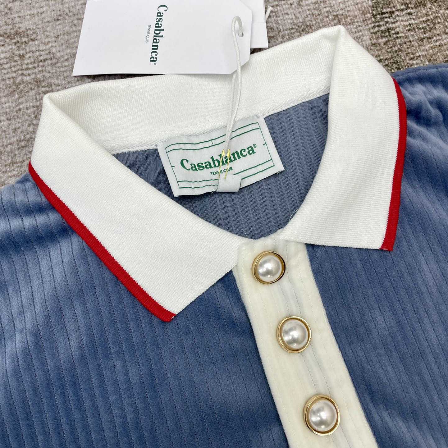 Casablanca Ribbed Velvet Polo Shirt    c877 - PerfectKickZ