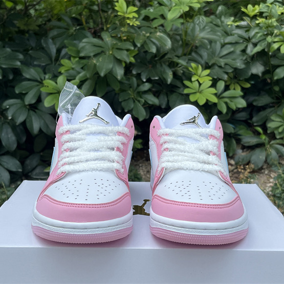 Jordan Air Jordan 1 LOW “White/Pink Foam/Glacier Blue  Sneaker    HM3706-141 - PerfectKickZ