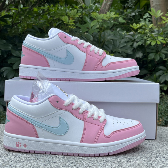 Jordan Air Jordan 1 LOW “White/Pink Foam/Glacier Blue  Sneaker    HM3706-141 - PerfectKickZ