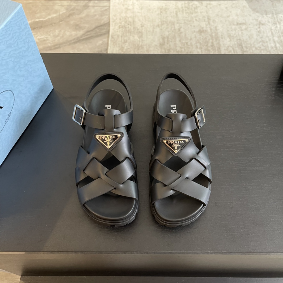 Prada Crisscross Rubber Sandals - PerfectKickZ