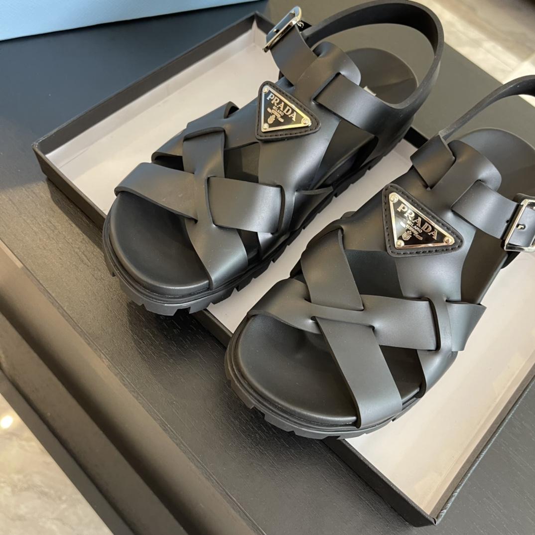 Prada Crisscross Rubber Sandals - PerfectKickZ