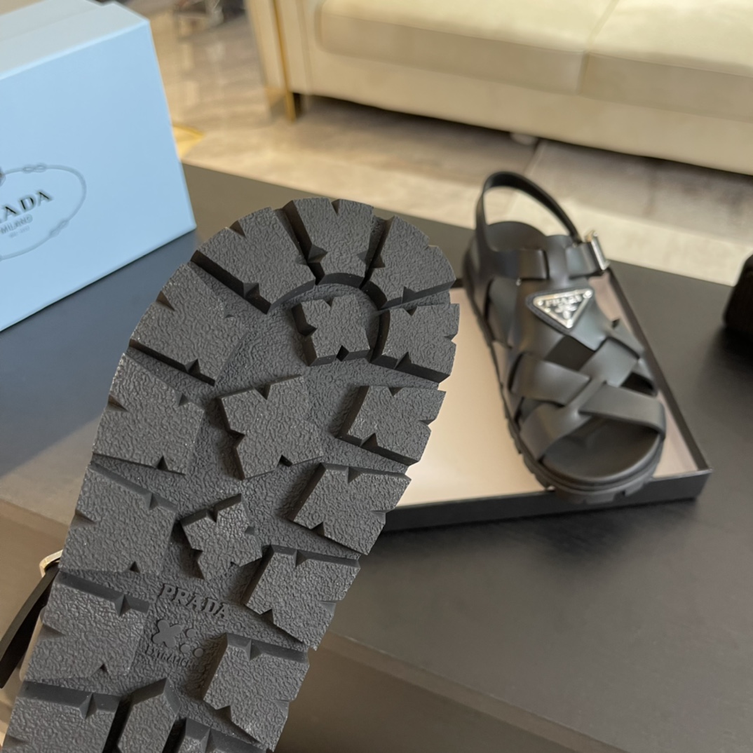Prada Crisscross Rubber Sandals - 