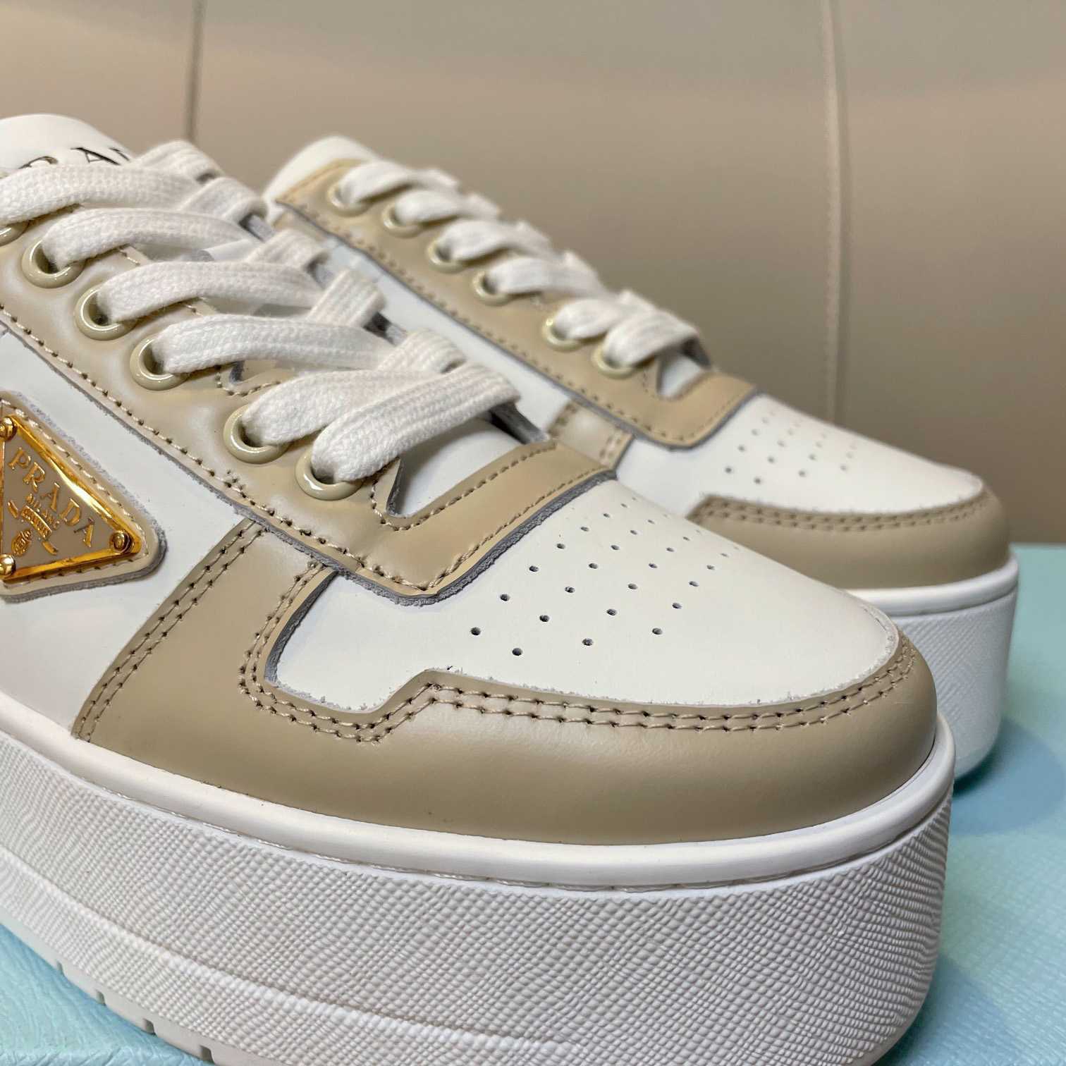 Prada Downtown Bold Leather Sneakers - PerfectKickZ