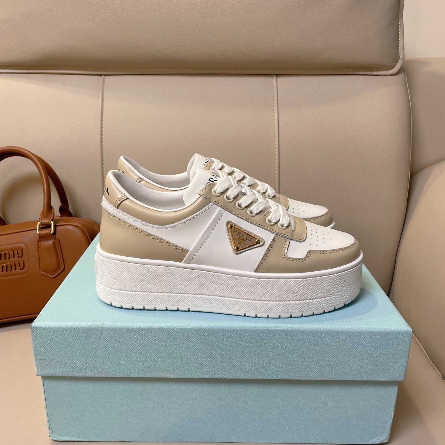 Prada Downtown Bold Leather Sneakers - PerfectKickZ