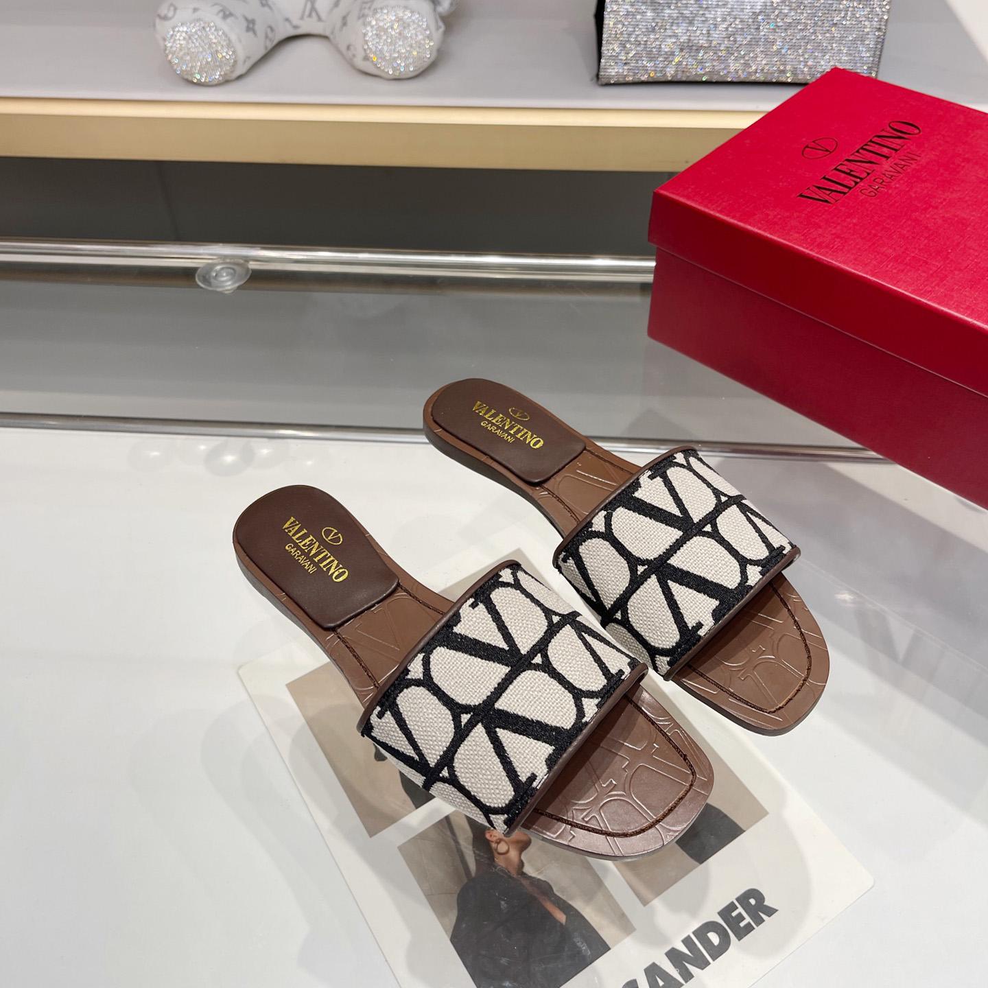 Valenti Garavani VLogo Toile Iconographe Slides - PerfectKickZ