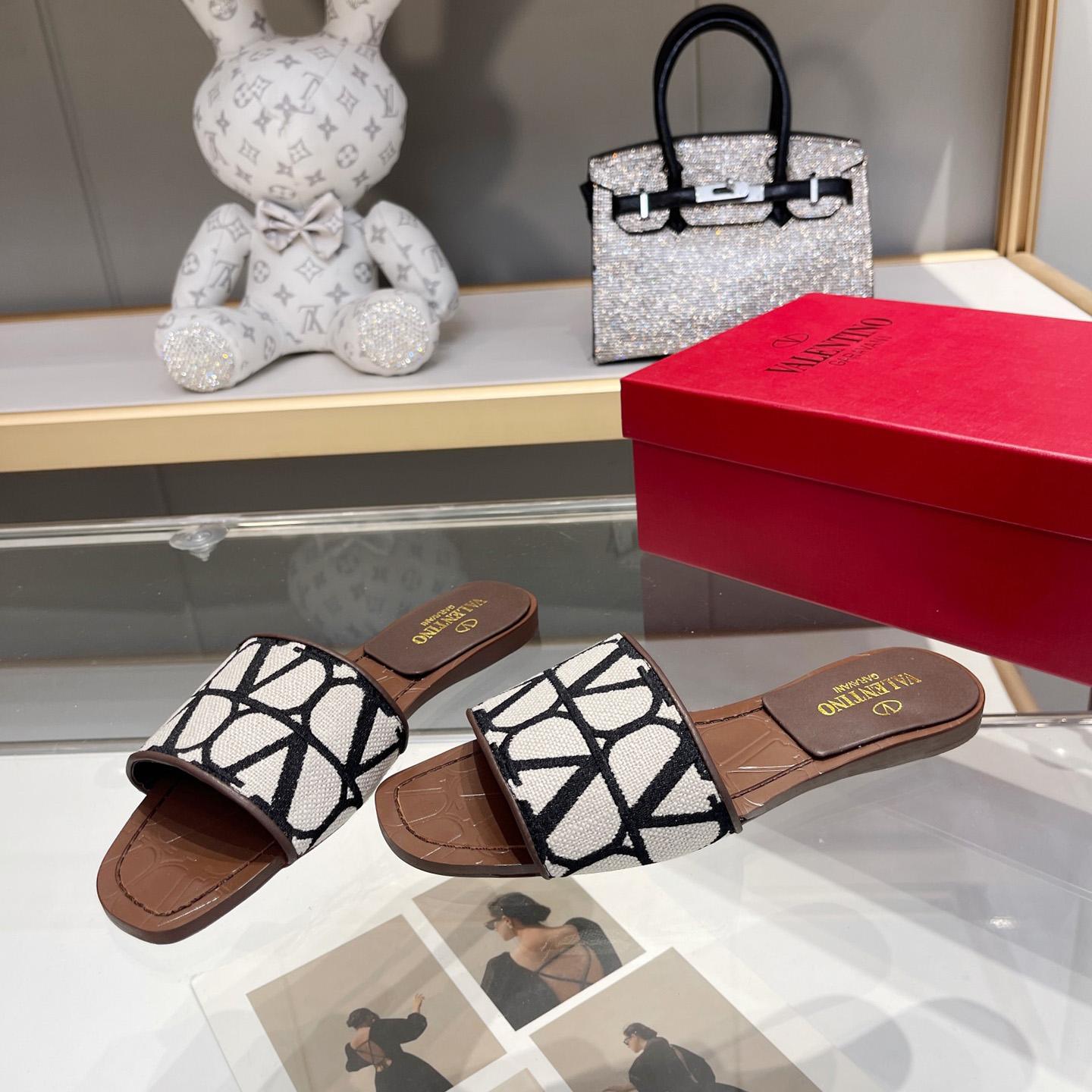 Valenti Garavani VLogo Toile Iconographe Slides - PerfectKickZ