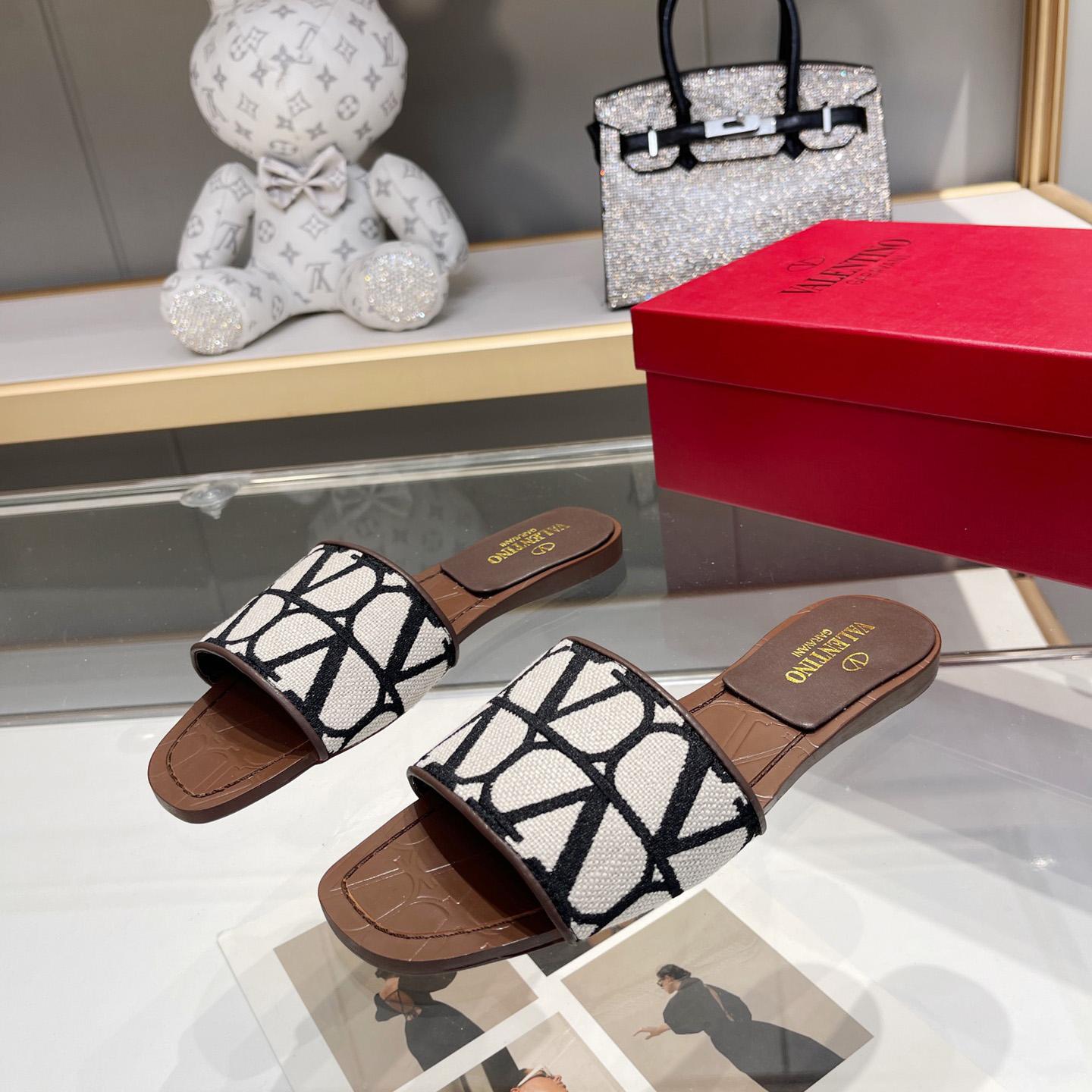 Valenti Garavani VLogo Toile Iconographe Slides - PerfectKickZ