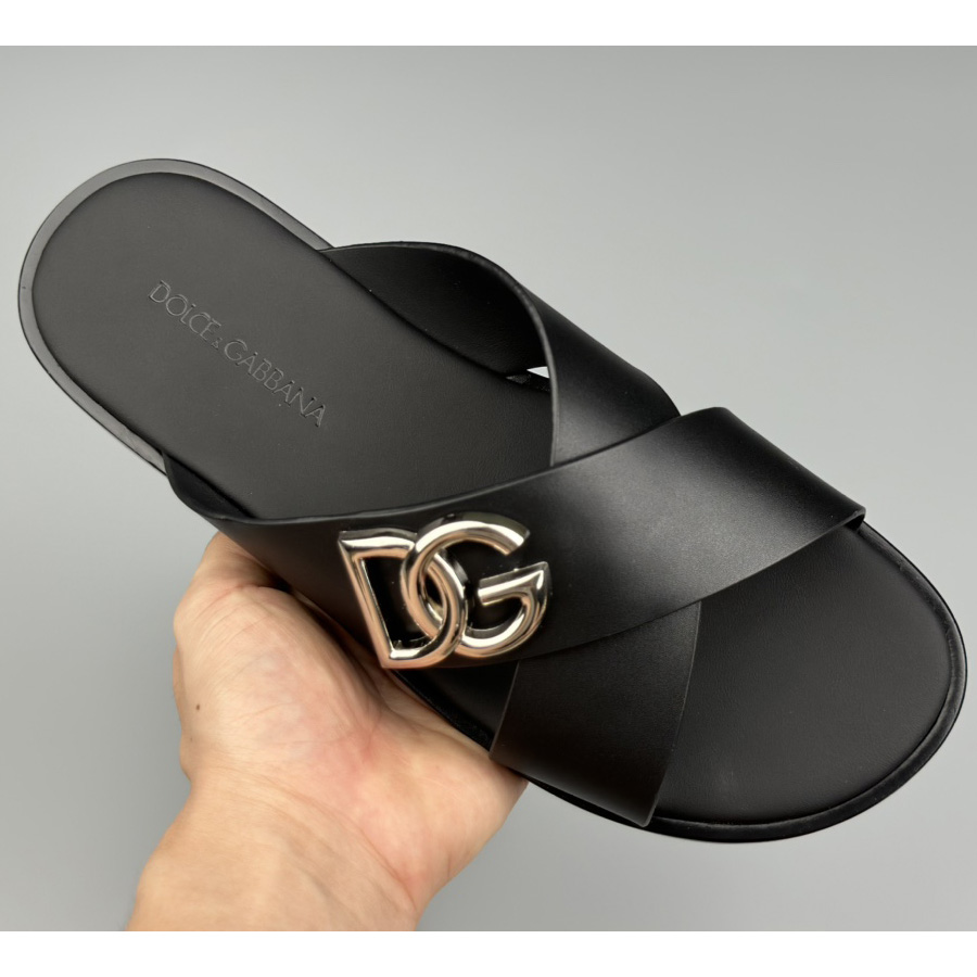 Dolce & Gabbana Logo-plaque Cross-over Leather Sandals - PerfectKickZ
