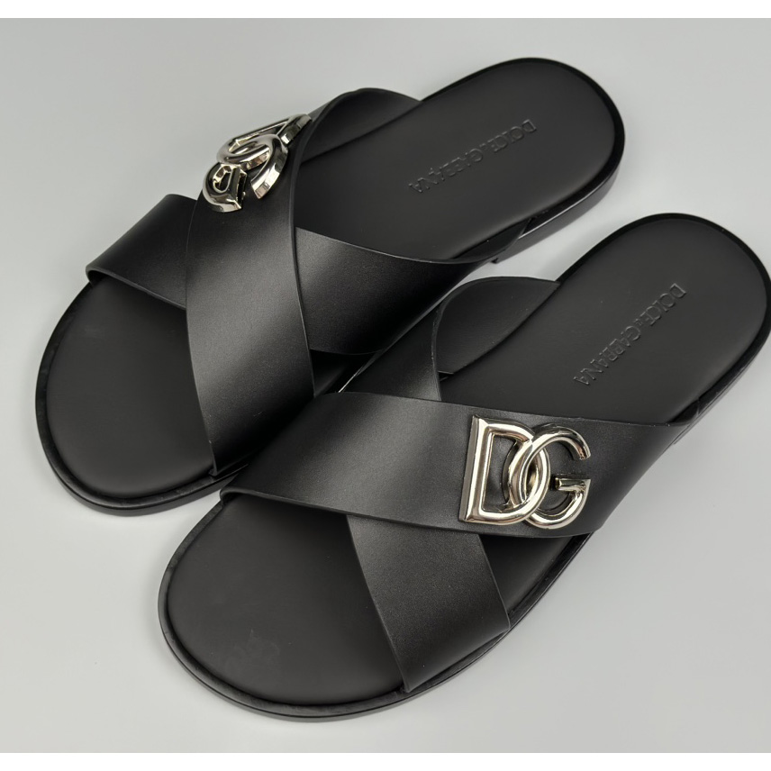 Dolce & Gabbana Logo-plaque Cross-over Leather Sandals - PerfectKickZ